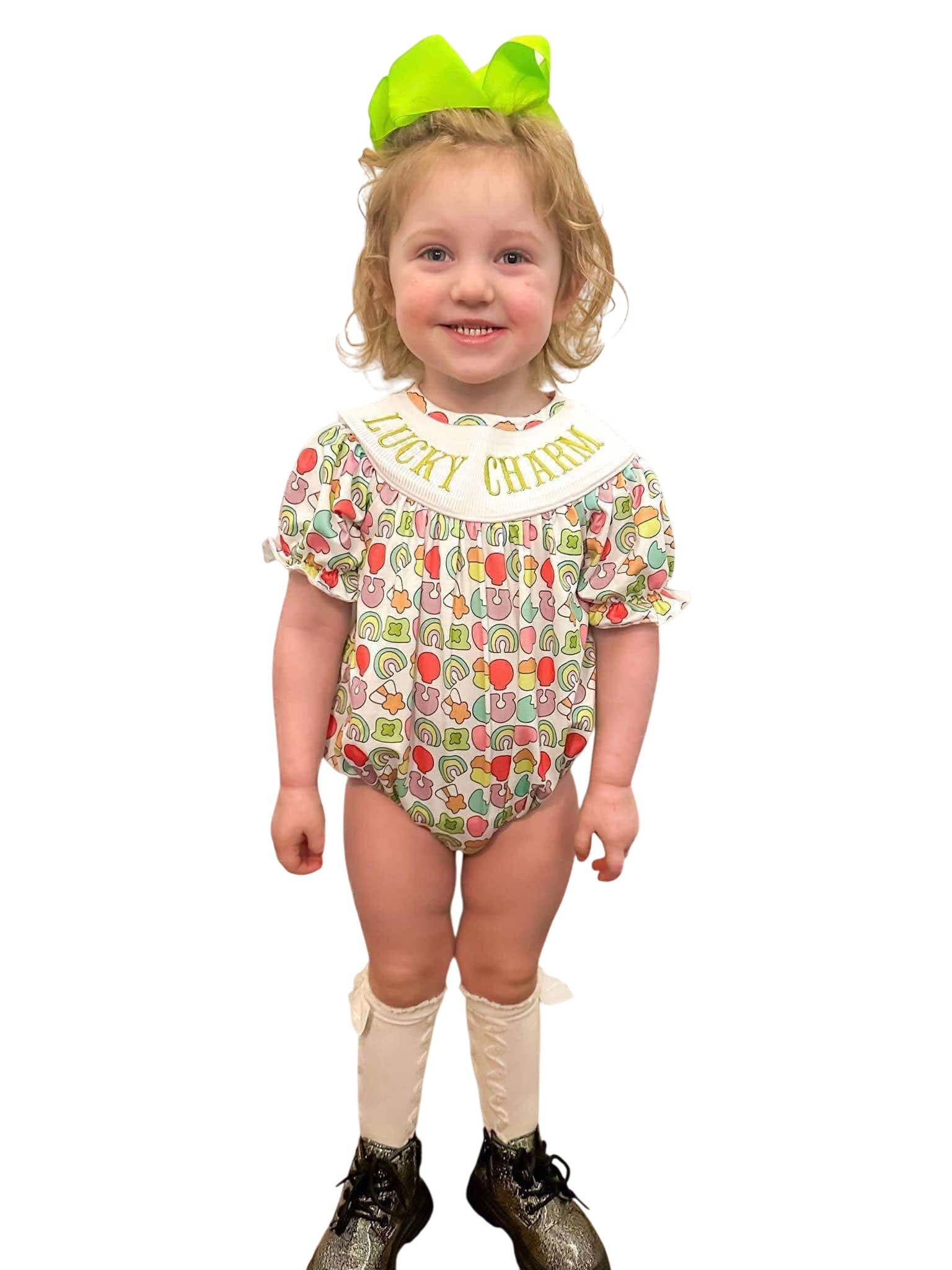 Smocked Lucky Charm Girl Romper
