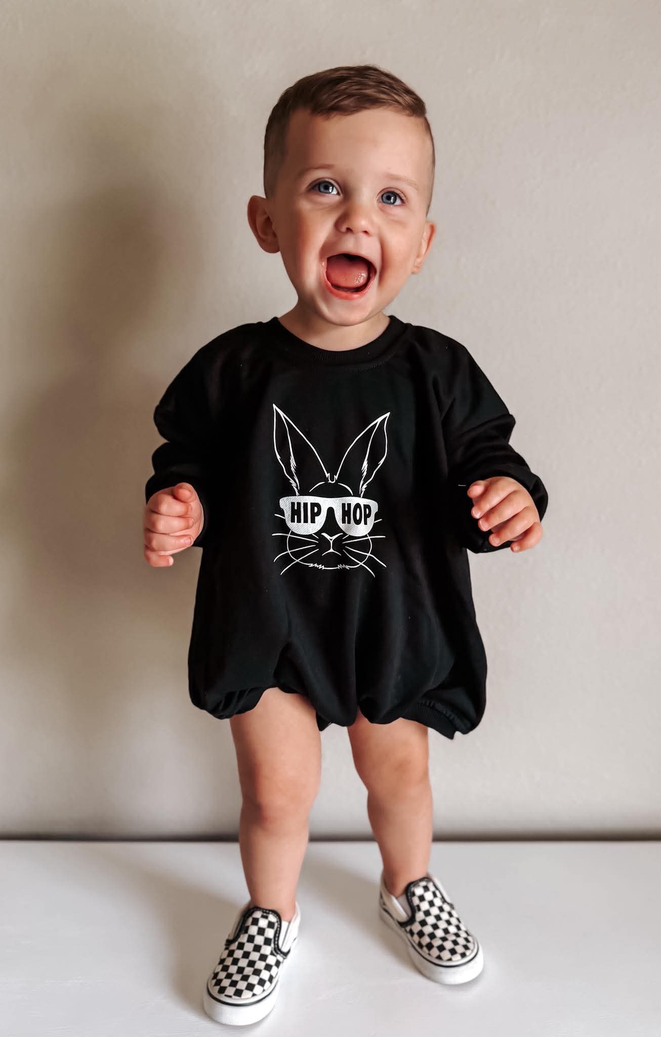 Hip Hop Bunny Easter Sweatshirt Romper