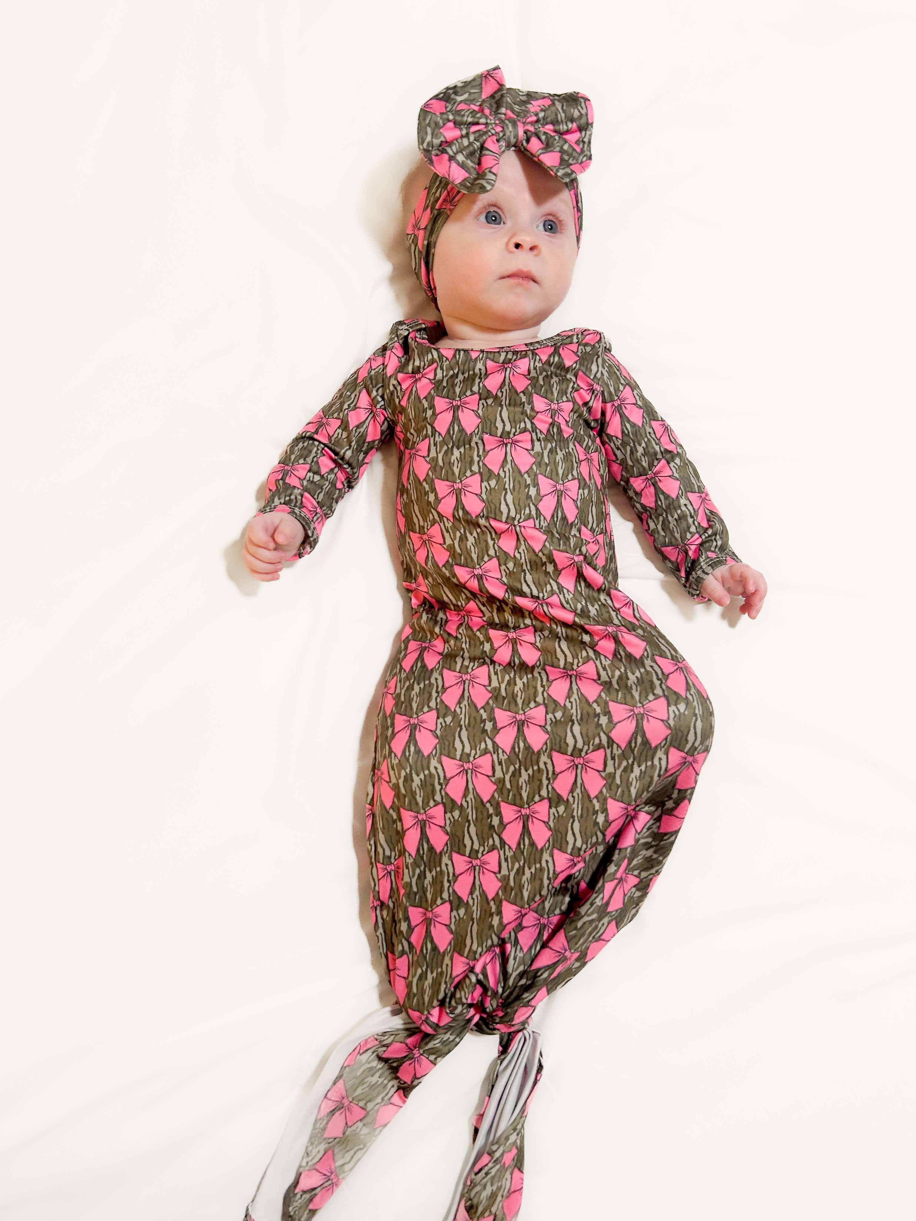 Camo Coquette Bows Knotted Gown And Headband Set