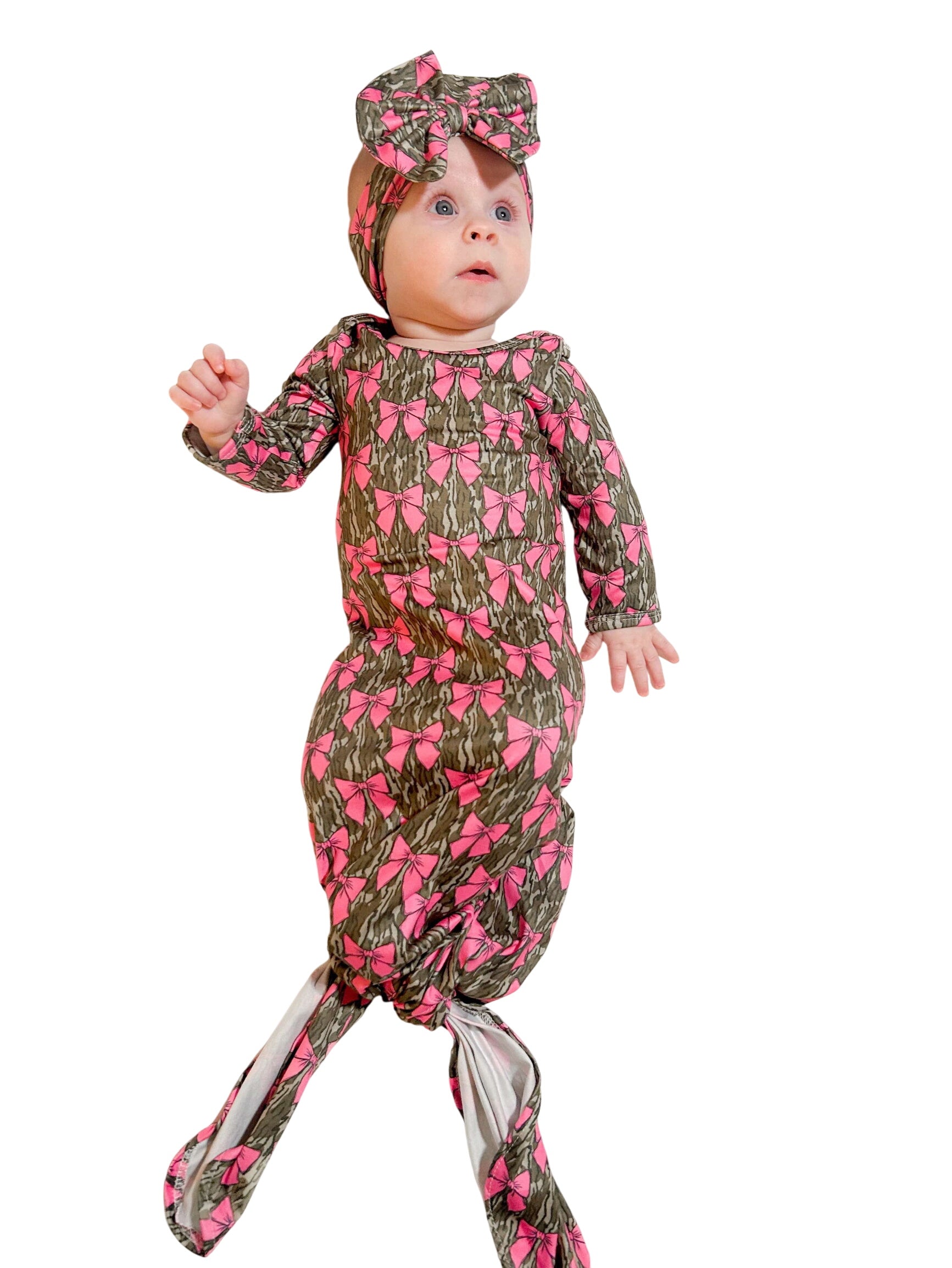 Camo Coquette Bows Knotted Gown And Headband Set