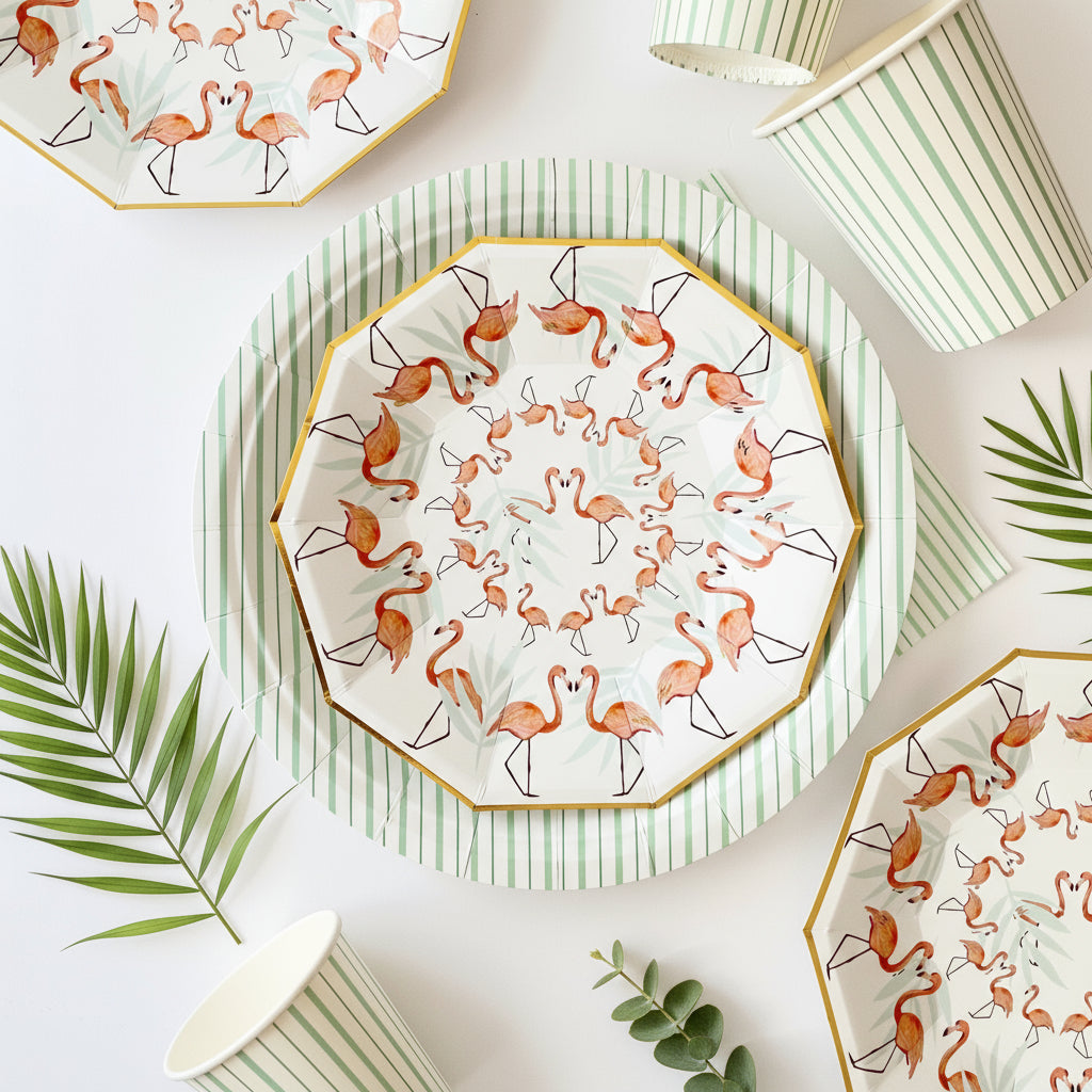 Mint Fine Stripes Plates (set Of 8)