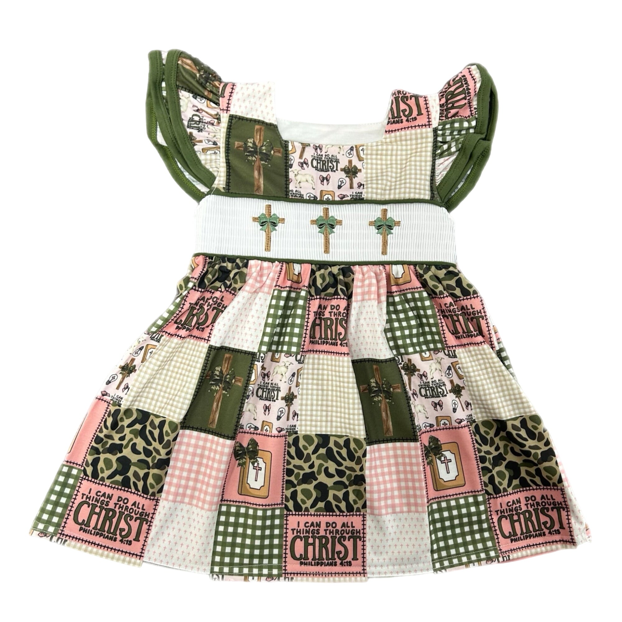 Smocked Camo Cross Dress