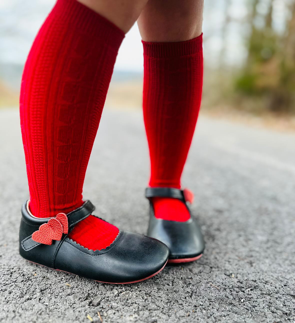 Amore - Black With Red Metallic Velcro Hearts