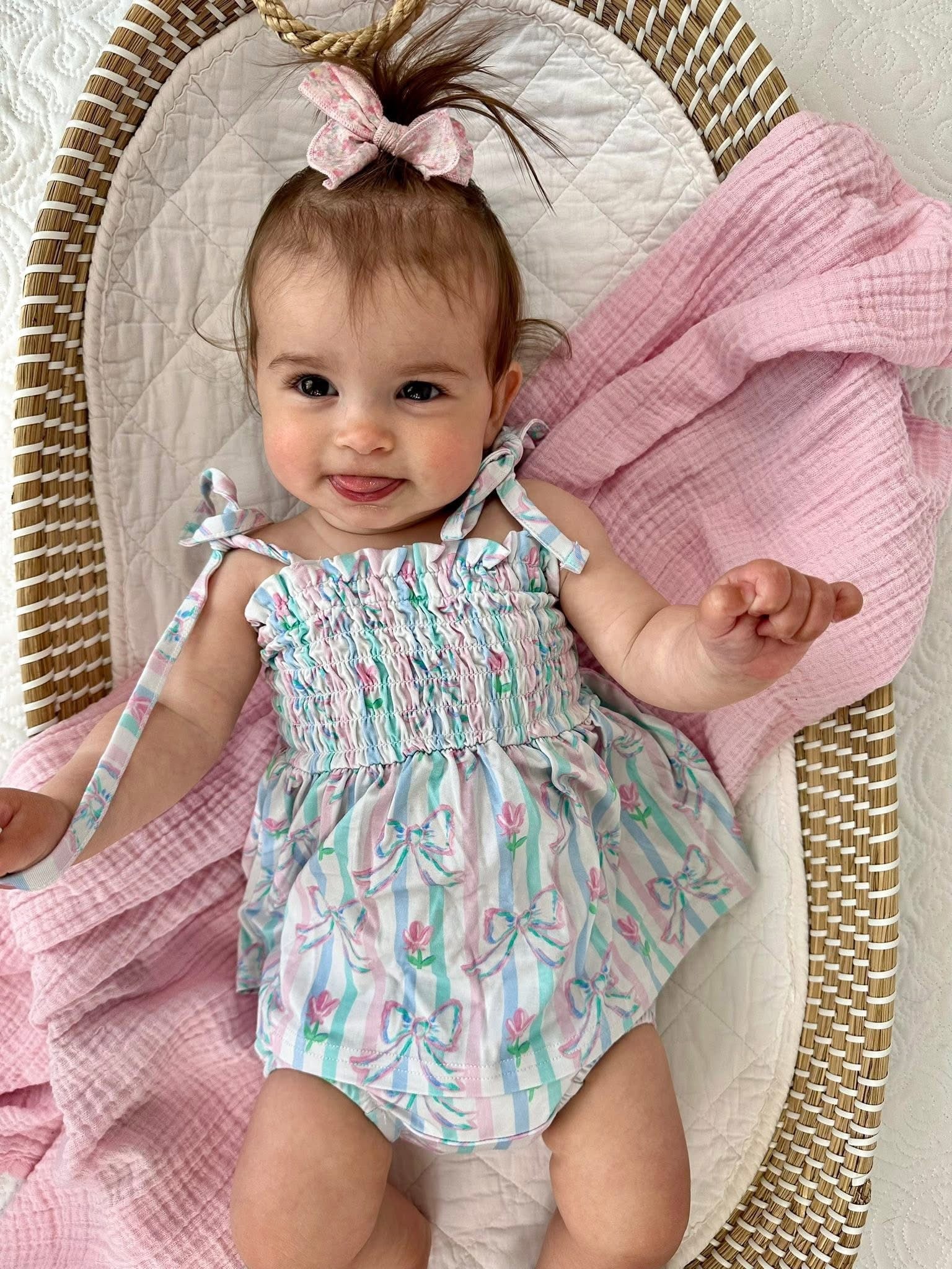 Lila - Smocked Diaper Dress Set