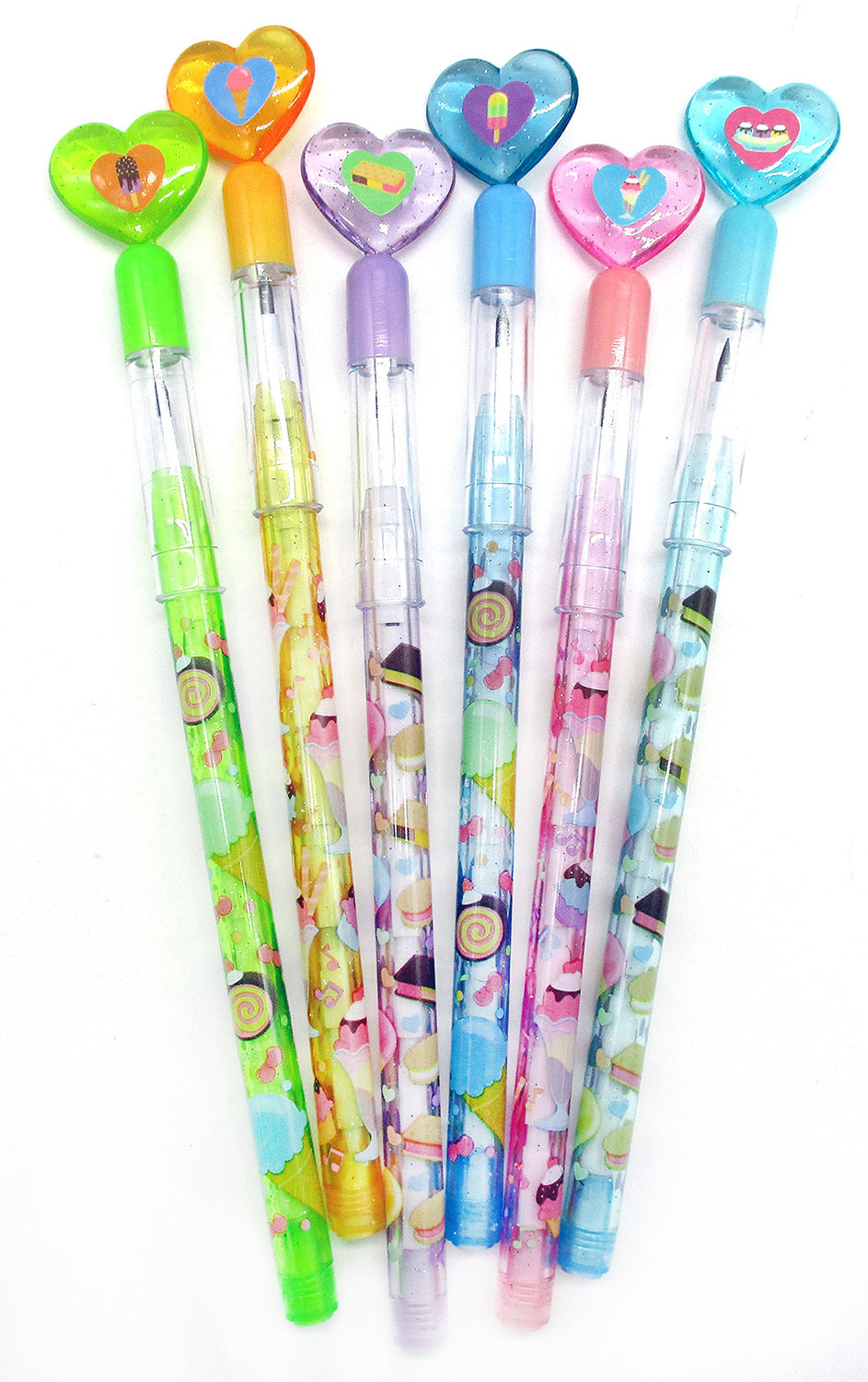 Ice Cream Stackable Point Pencils - Set Of 6