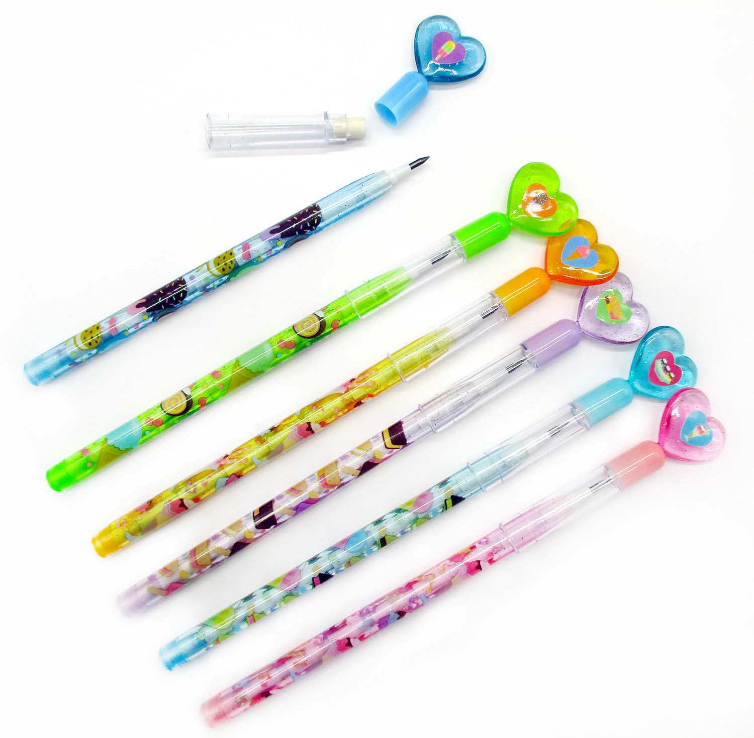 Ice Cream Stackable Point Pencils - Set Of 6