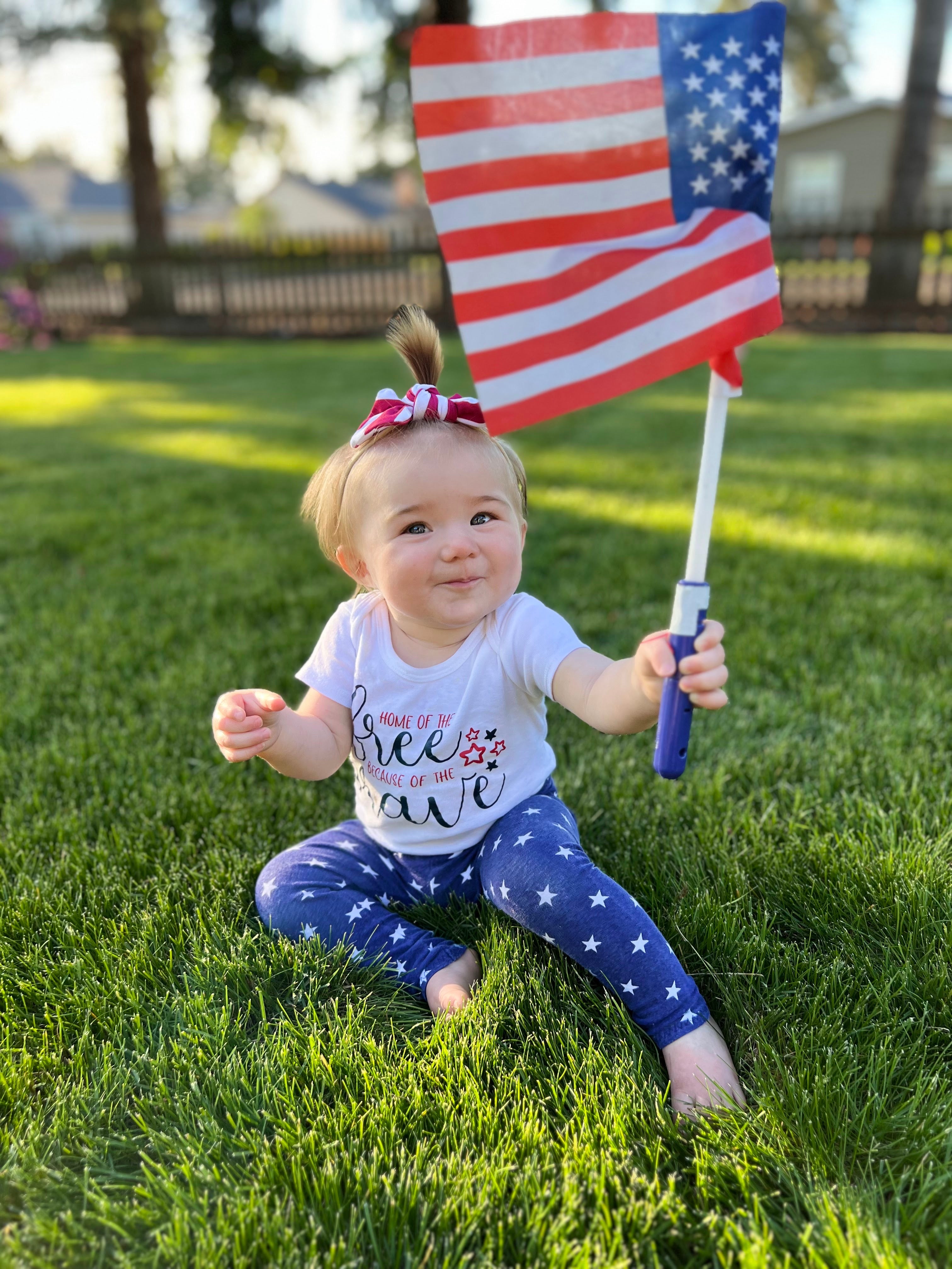 Navy Stars Leggings With Red/white Stripe Headband