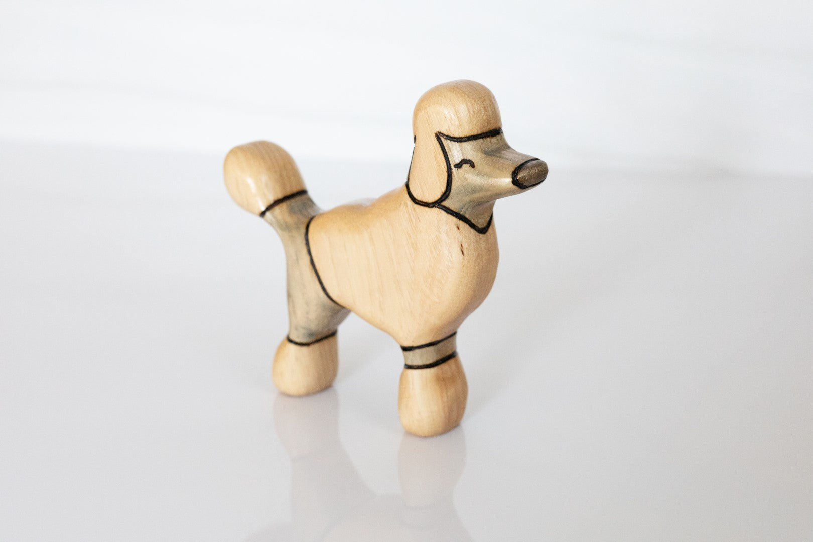 Wooden Fancy Poodle Toy Dog