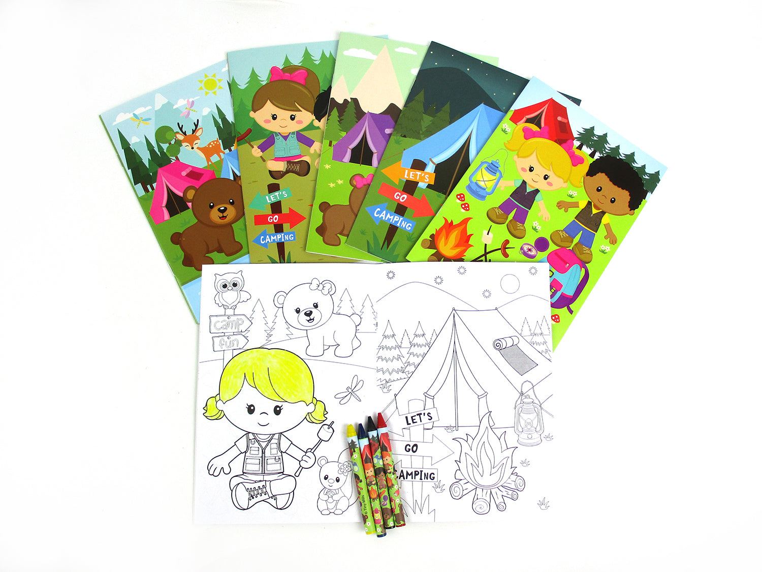 Camping Wilderness Coloring Books With Crayons Party Favors - Set Of 6 Or 12