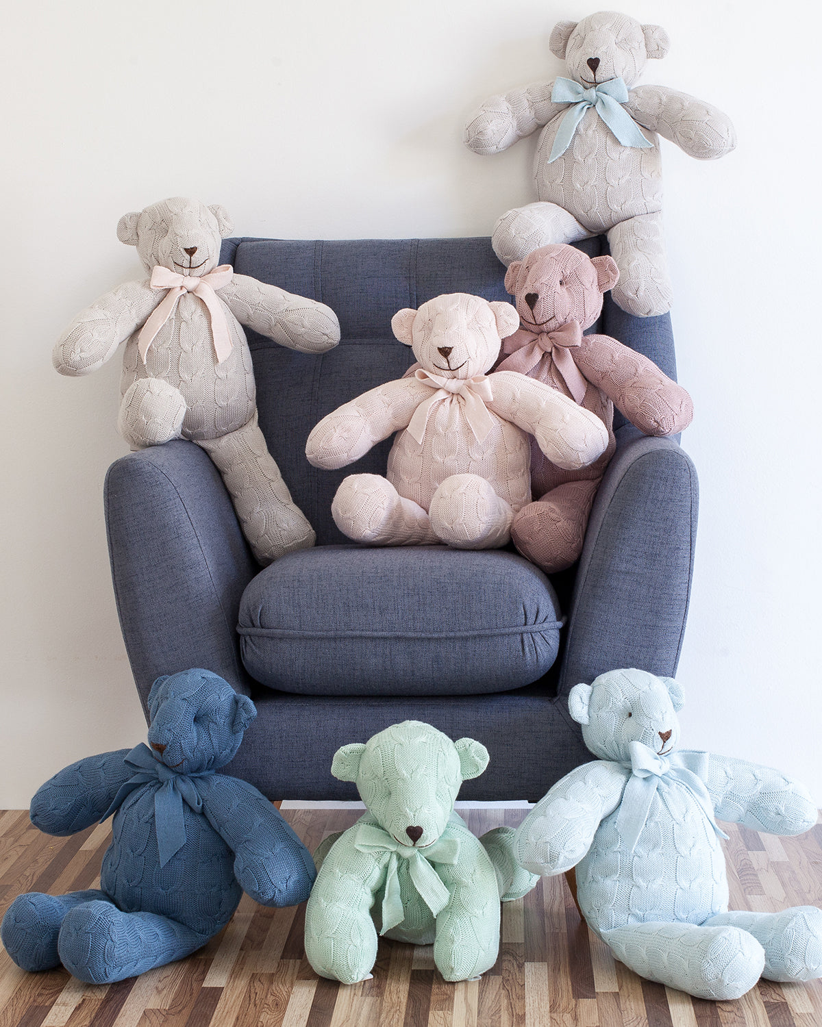 Plush Cable Knit Teddy Bear Colors