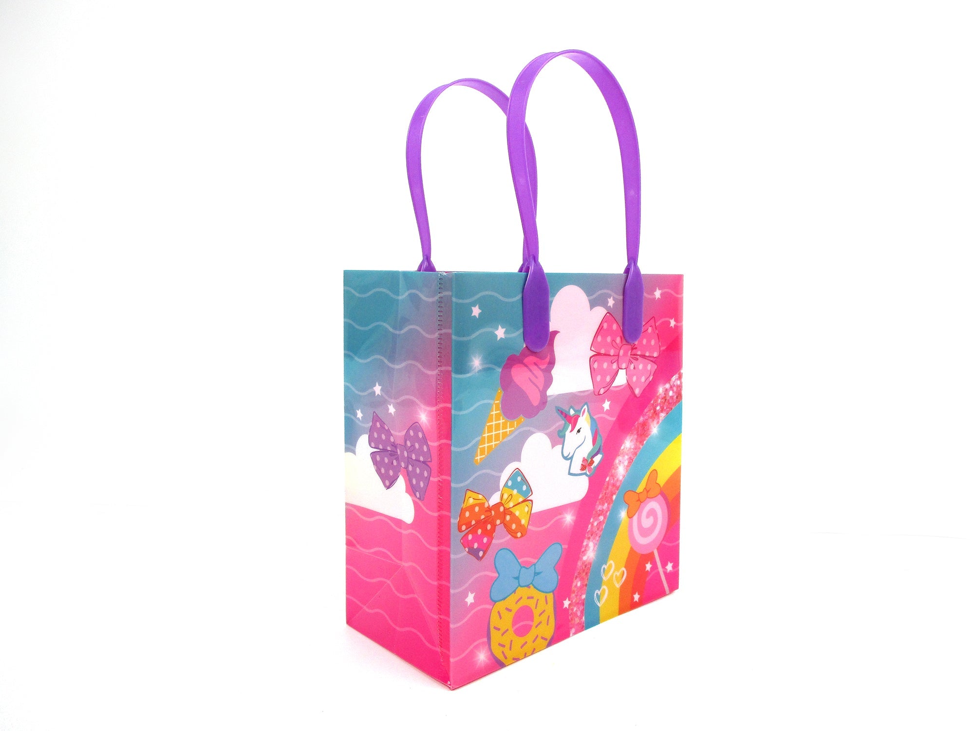 Rainbow Unicorn Bows Emoji Party Favor Bags Treat Bags - Set Of 6 Or 12