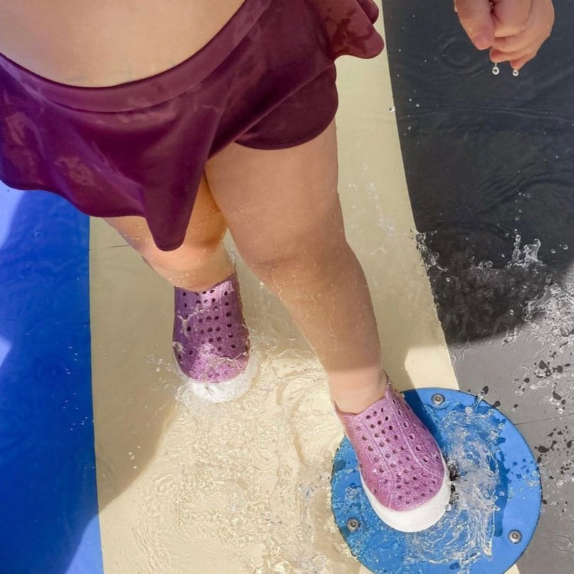 Toddler Girls Perforated Slip On Water Sneakers in Purple Glitter - Mermaid