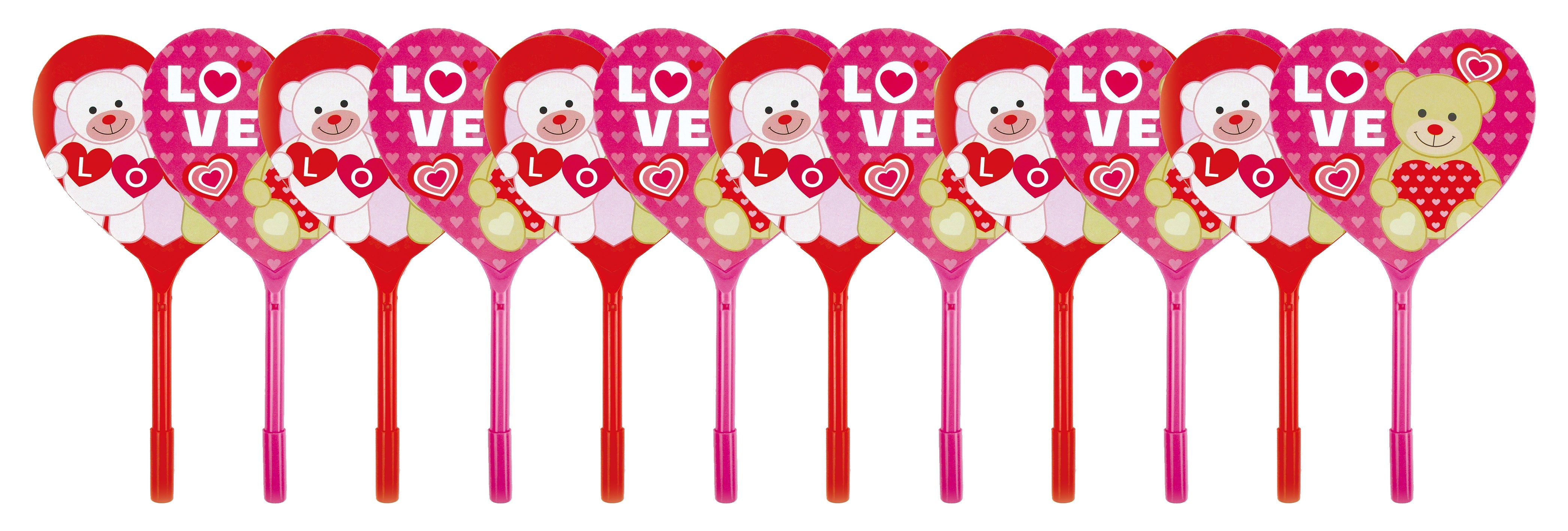 Valentine's Day Heart Shaped Fan Pen, 12 Pack