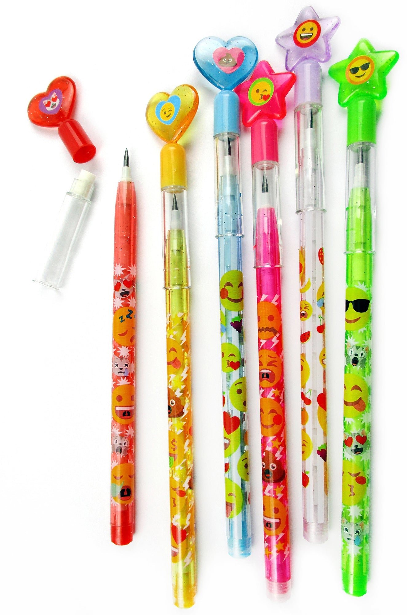 Emoji Stackable Point Pencils - Set Of 6