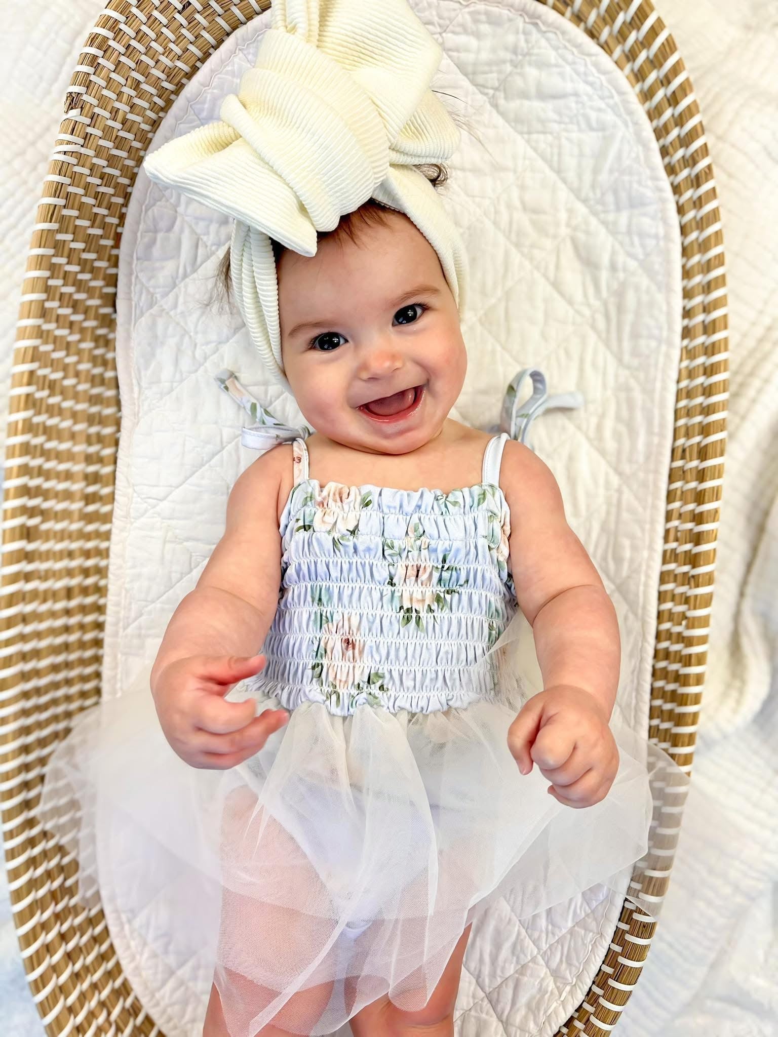 Cosette - Smocked Tulle Bodysuit Dress