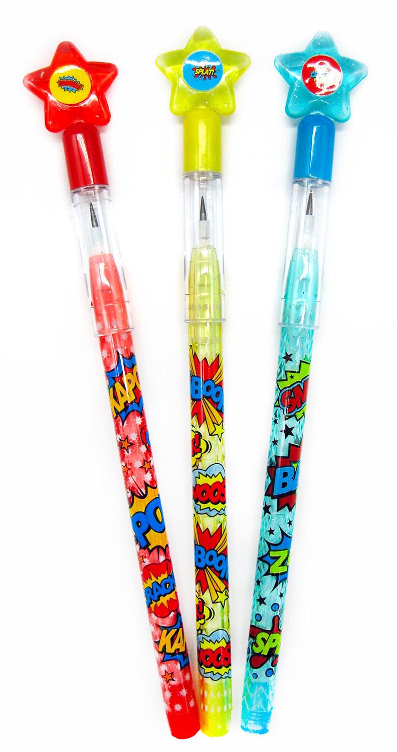 Superhero Stackable Point Pencils - Set Of 6