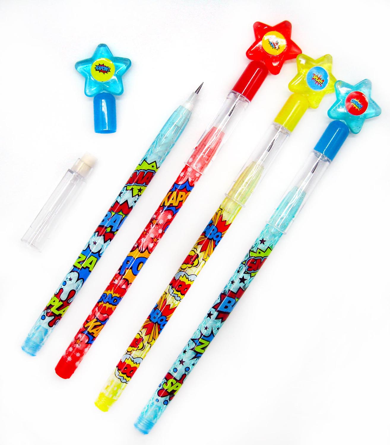 Superhero Stackable Point Pencils - Set Of 6