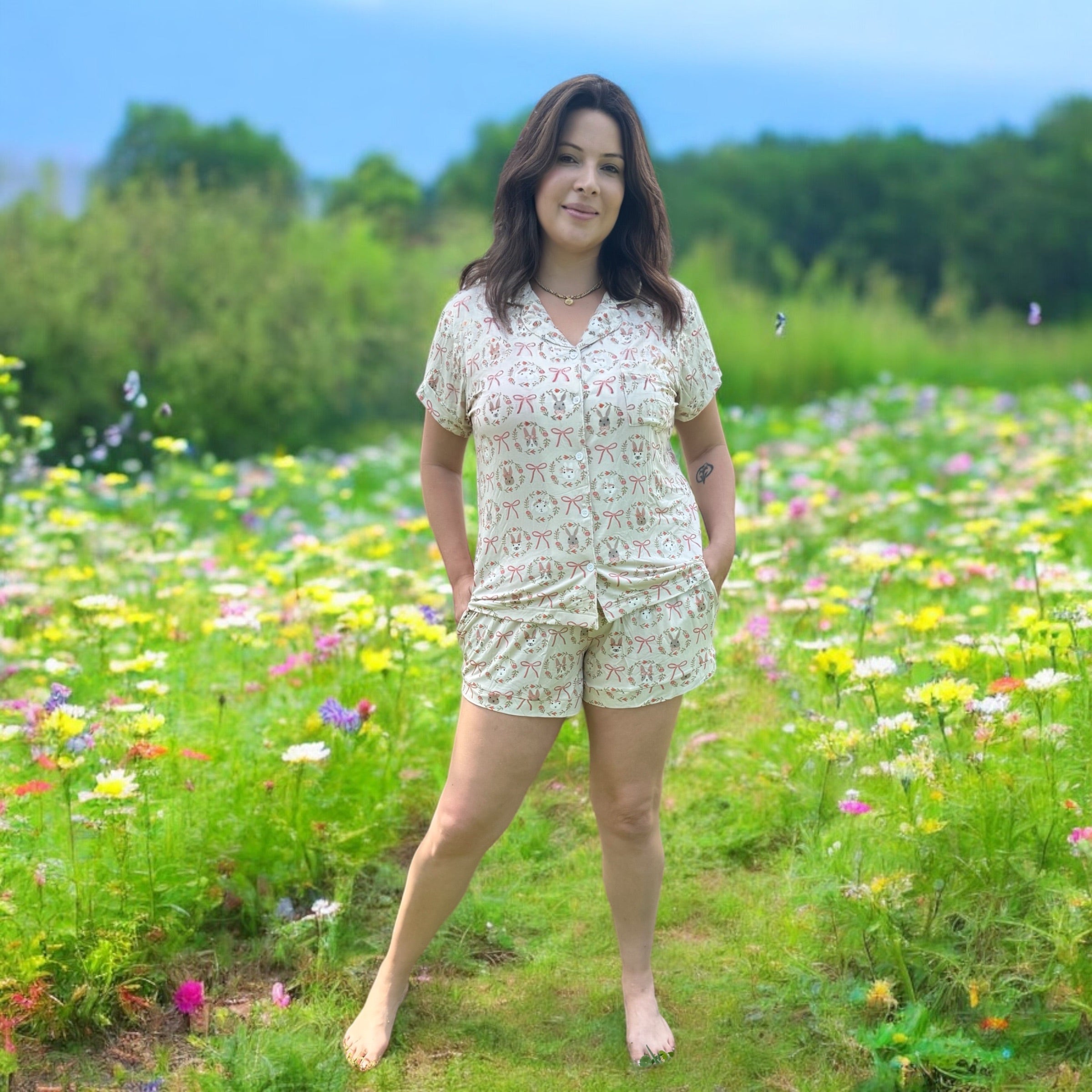 Bows & Bunnies (women's Short Sleeve Pj)