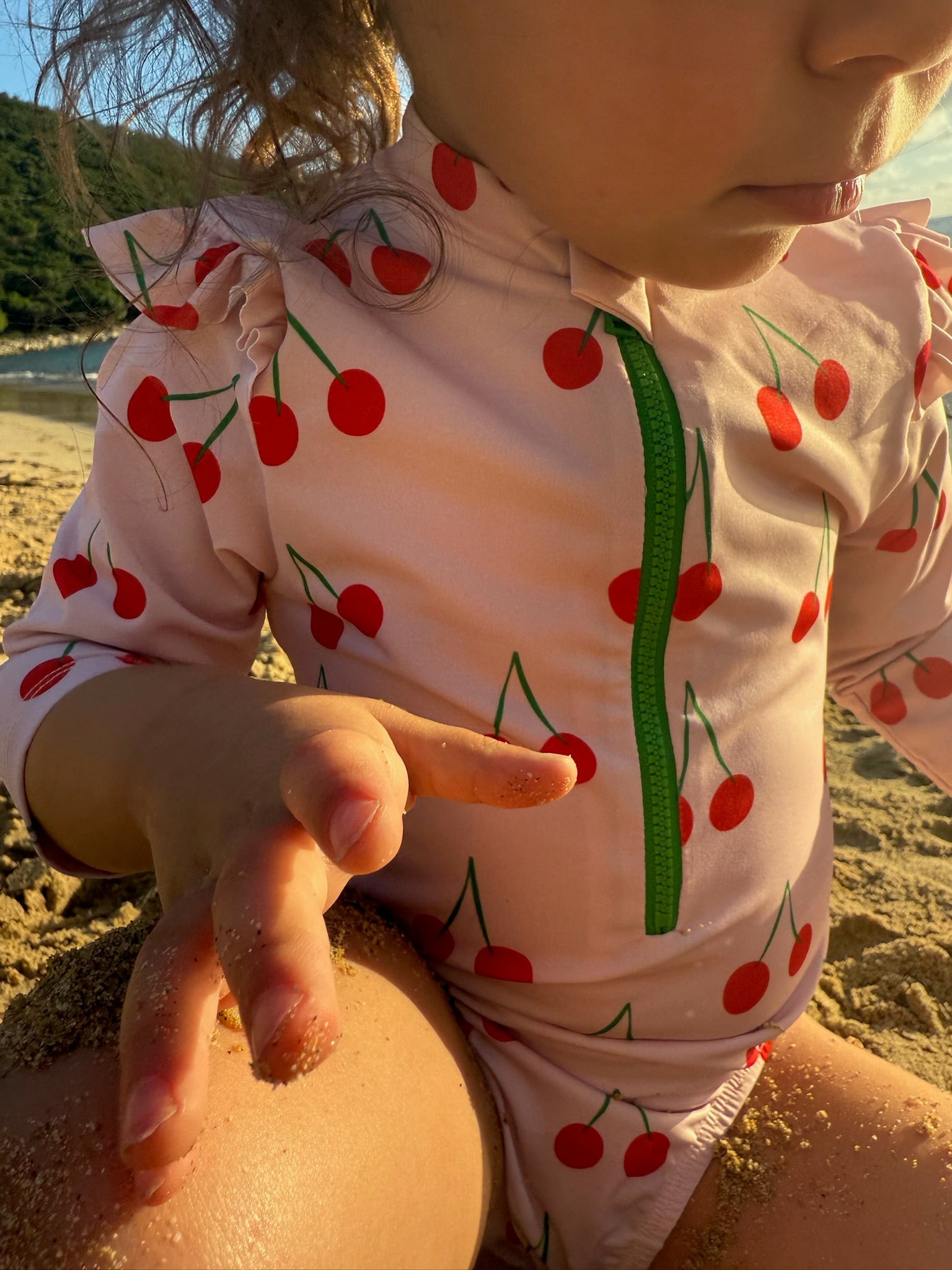 Upf 50+ Recycled Polyester Cherry Baby Zipped Rashguard Onepiece