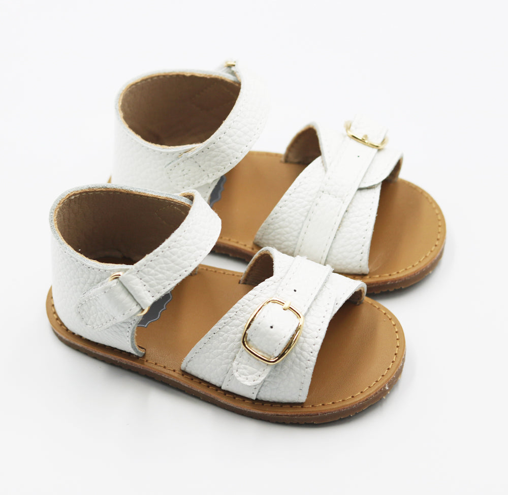 Harper Buckle Sandals - White