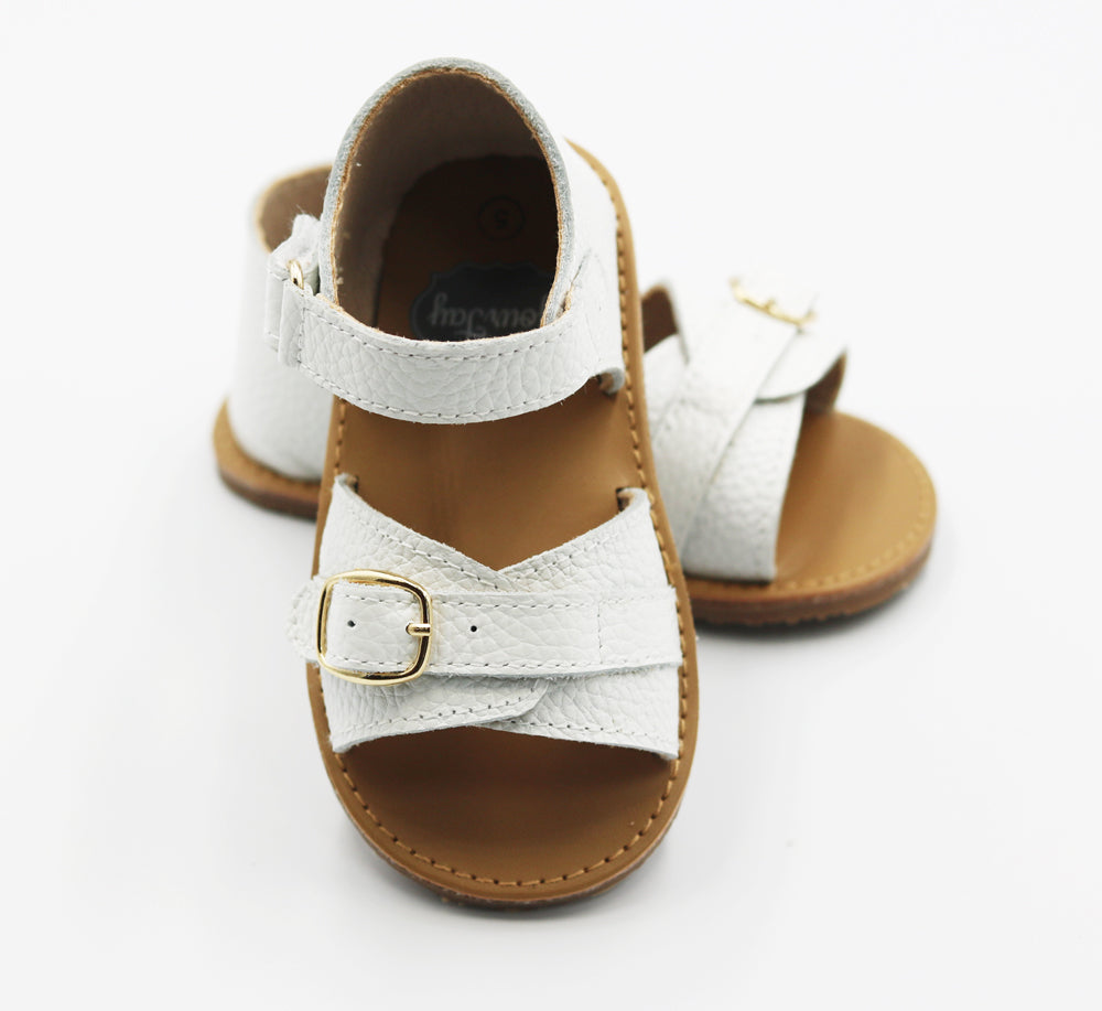 Harper Buckle Sandals - White