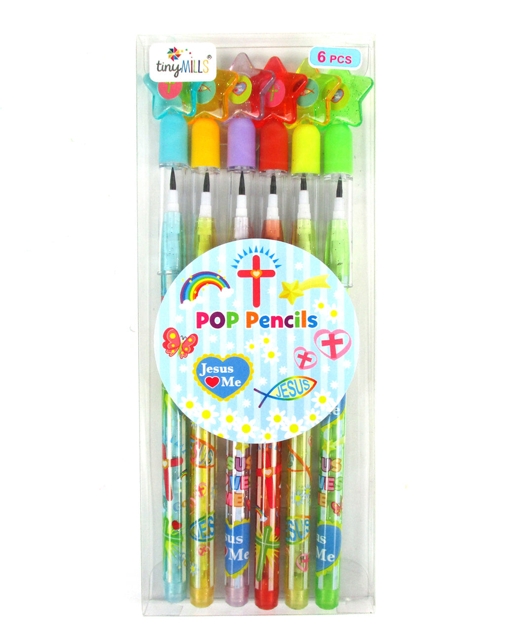 Religious Stackable Point Pencils - Set Of 6