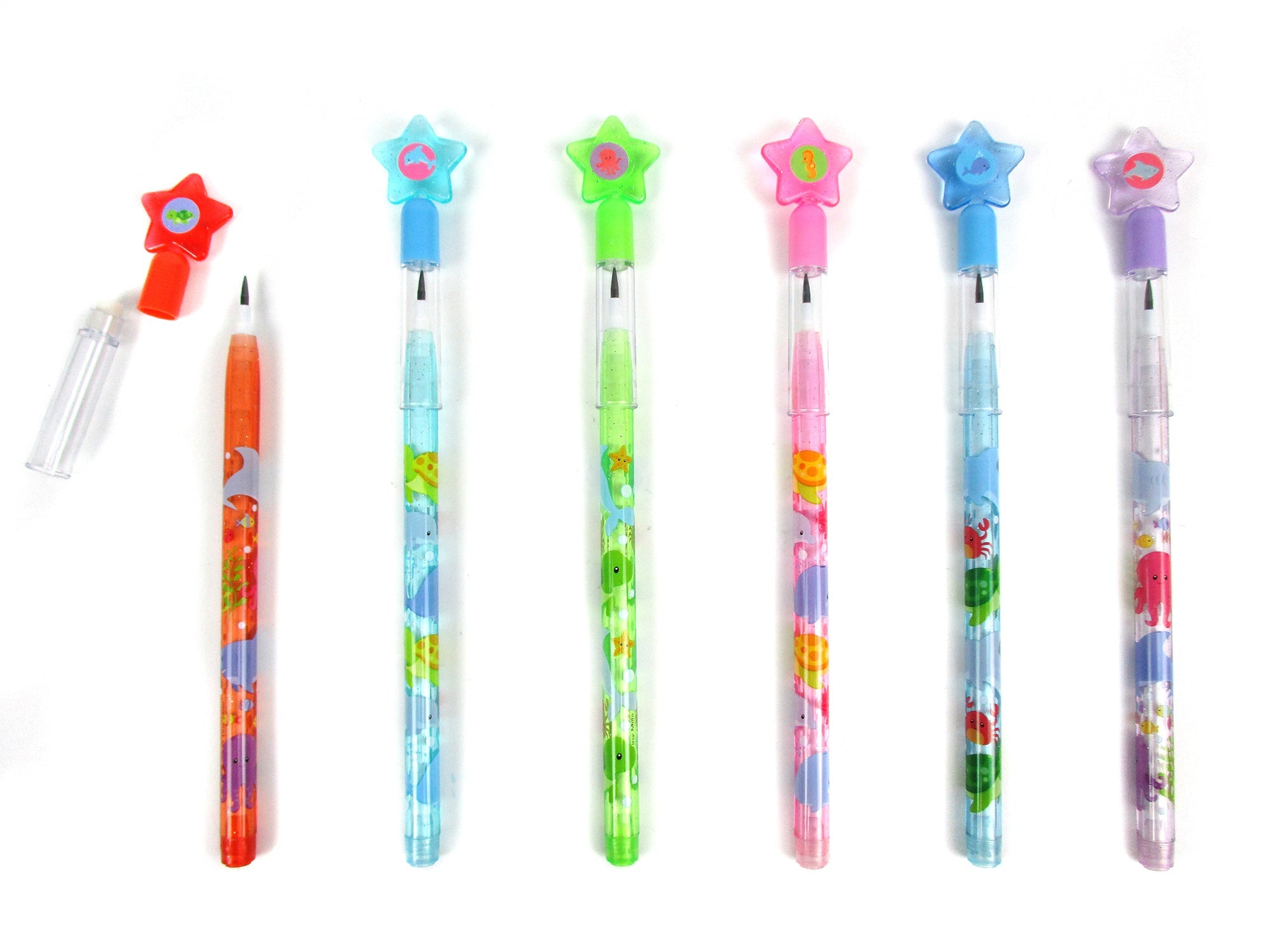 Ocean Animals Stackable Point Pencils - Set Of 6
