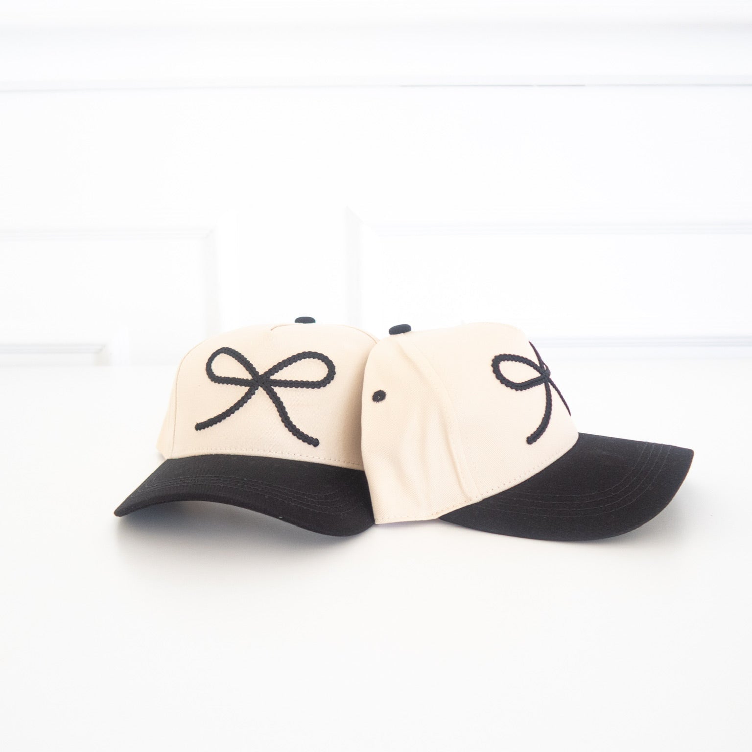 Black Cross Stitch Bow - Baseball Cap