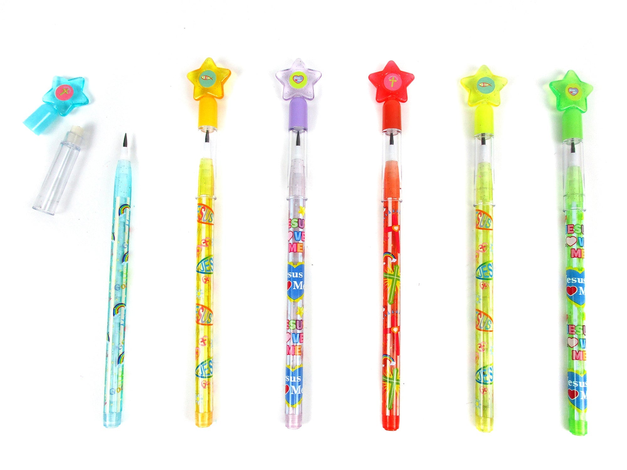 Religious Stackable Point Pencils - Set Of 6