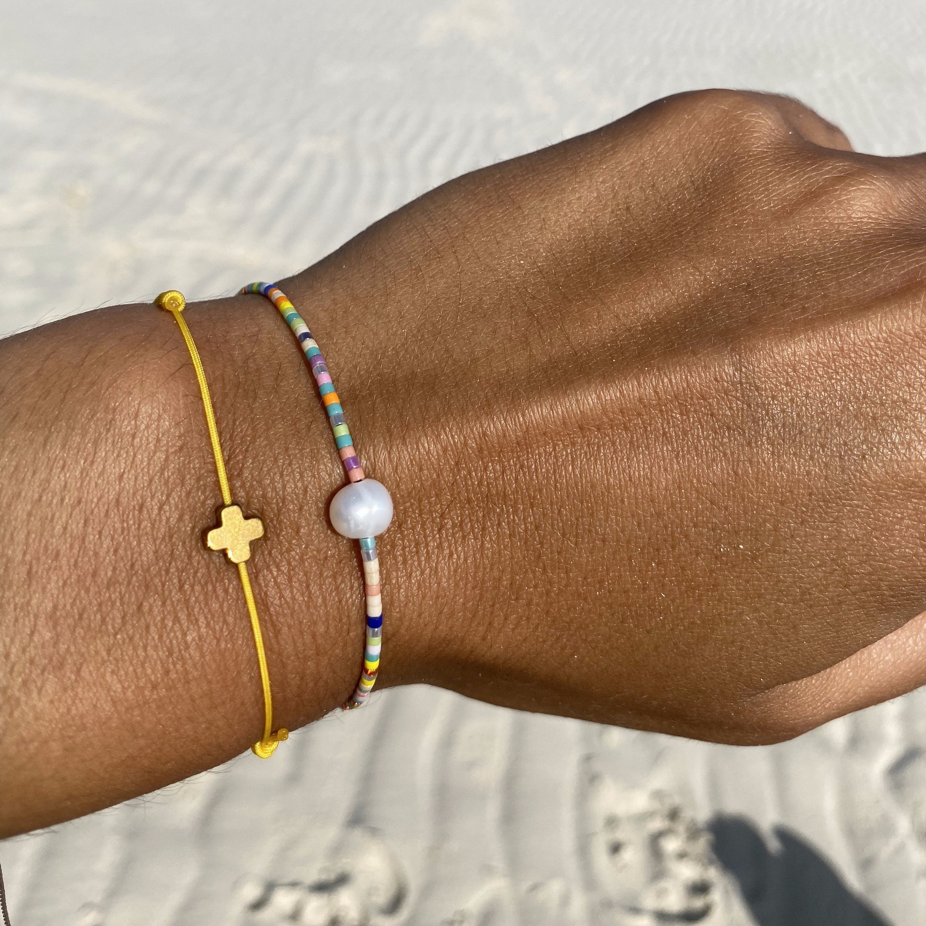 Gold Cross Hematite Charm Bracelet