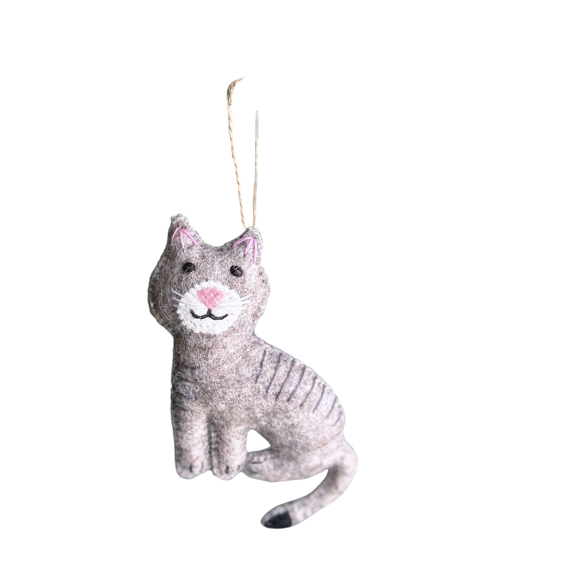 Felt Ornament - Stitched Cat