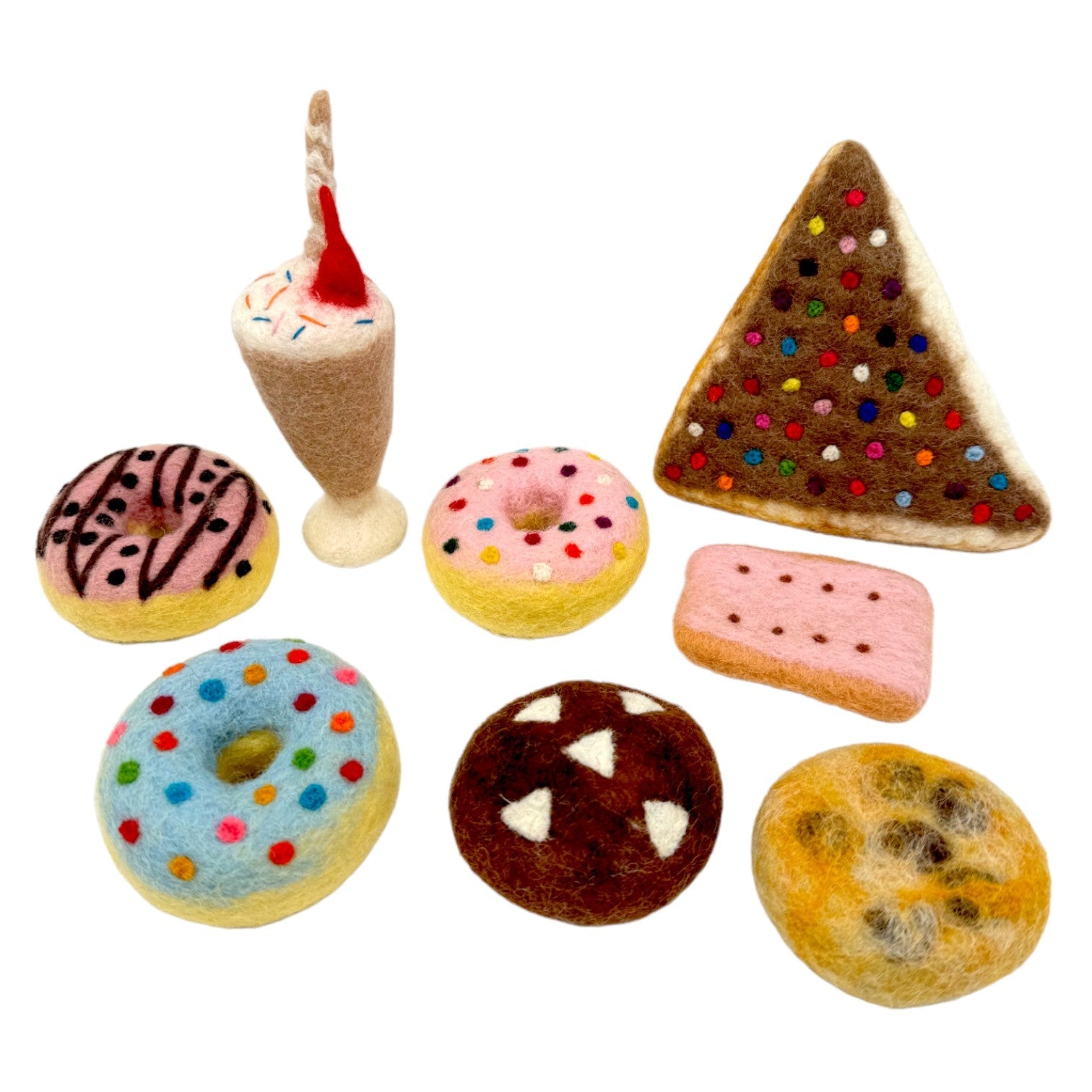 handmade In Nepal 100% Wool Felt Foods Play Set For Pretend Cooking And Farmer's Market Play