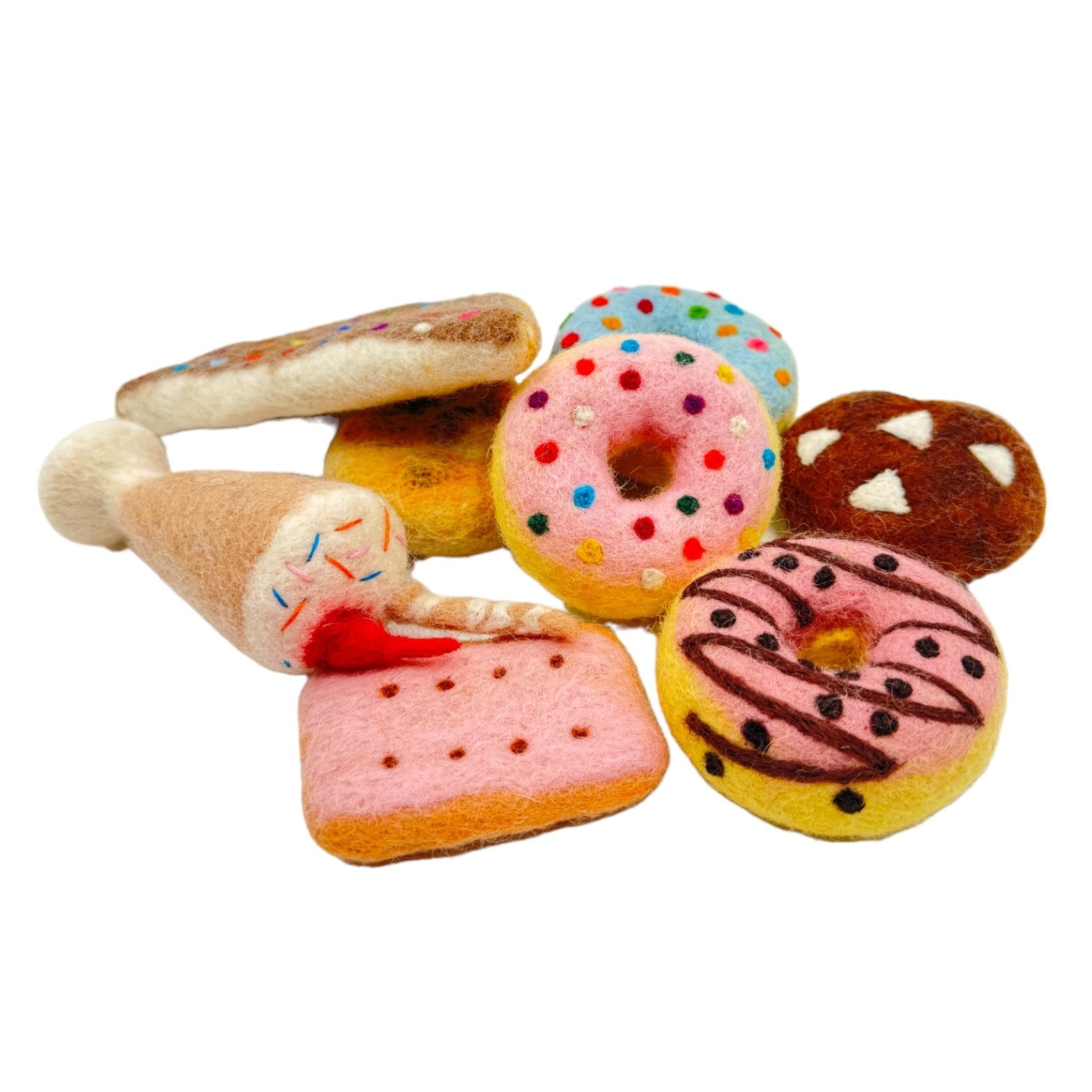 handmade In Nepal 100% Wool Felt Foods Play Set For Pretend Cooking And Farmer's Market Play