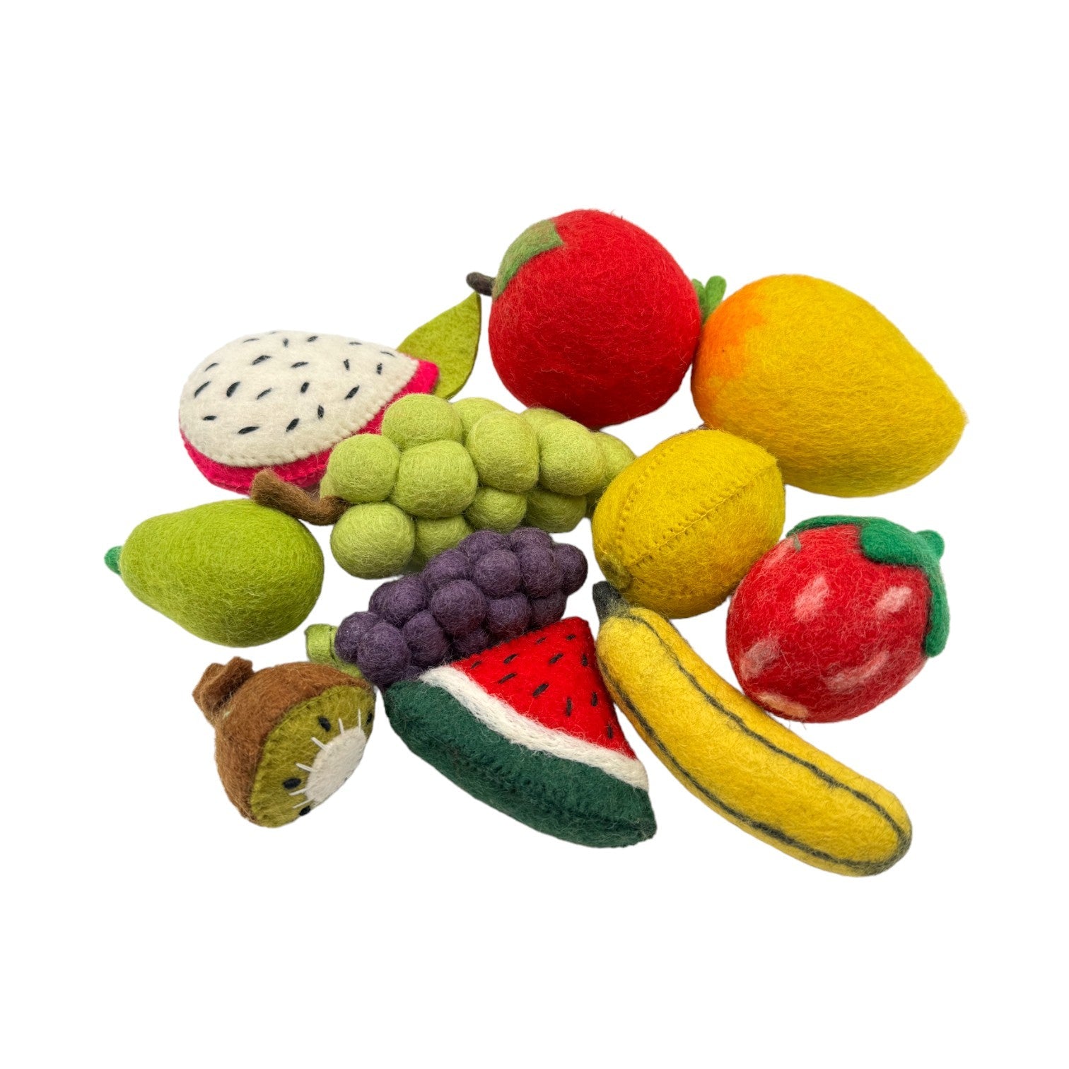 handmade In Nepal 100% Wool Felt Foods Play Set For Pretend Cooking And Farmer's Market Play