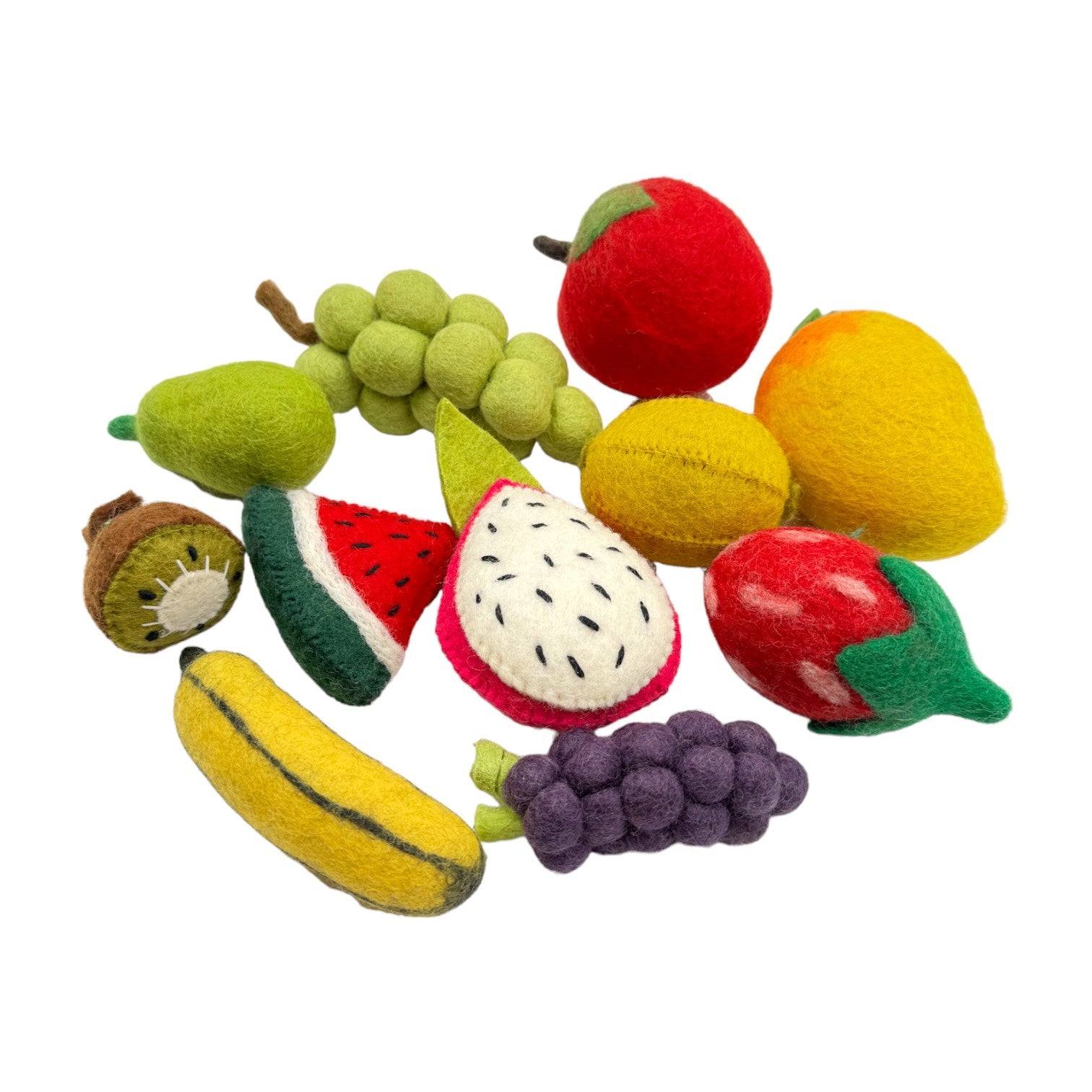 handmade In Nepal 100% Wool Felt Foods Play Set For Pretend Cooking And Farmer's Market Play