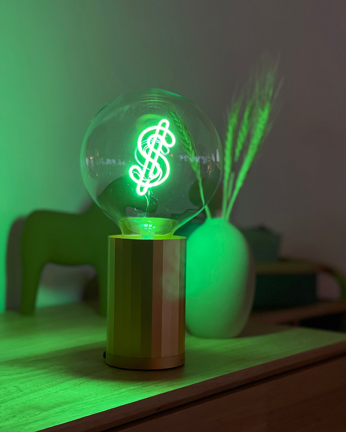 Mitb Bulb Dollar Green With Base Table Lamp Portable