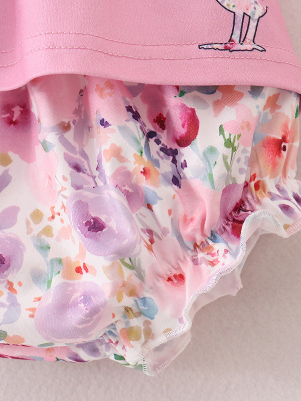 Pink Baby Girls Farm Short Set