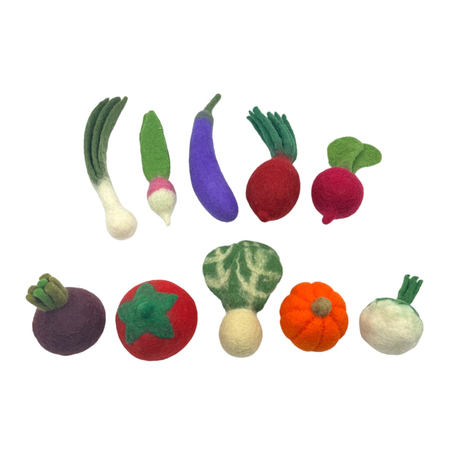 handmade In Nepal 100% Wool Felt Foods Play Set For Pretend Cooking And Farmer's Market Play