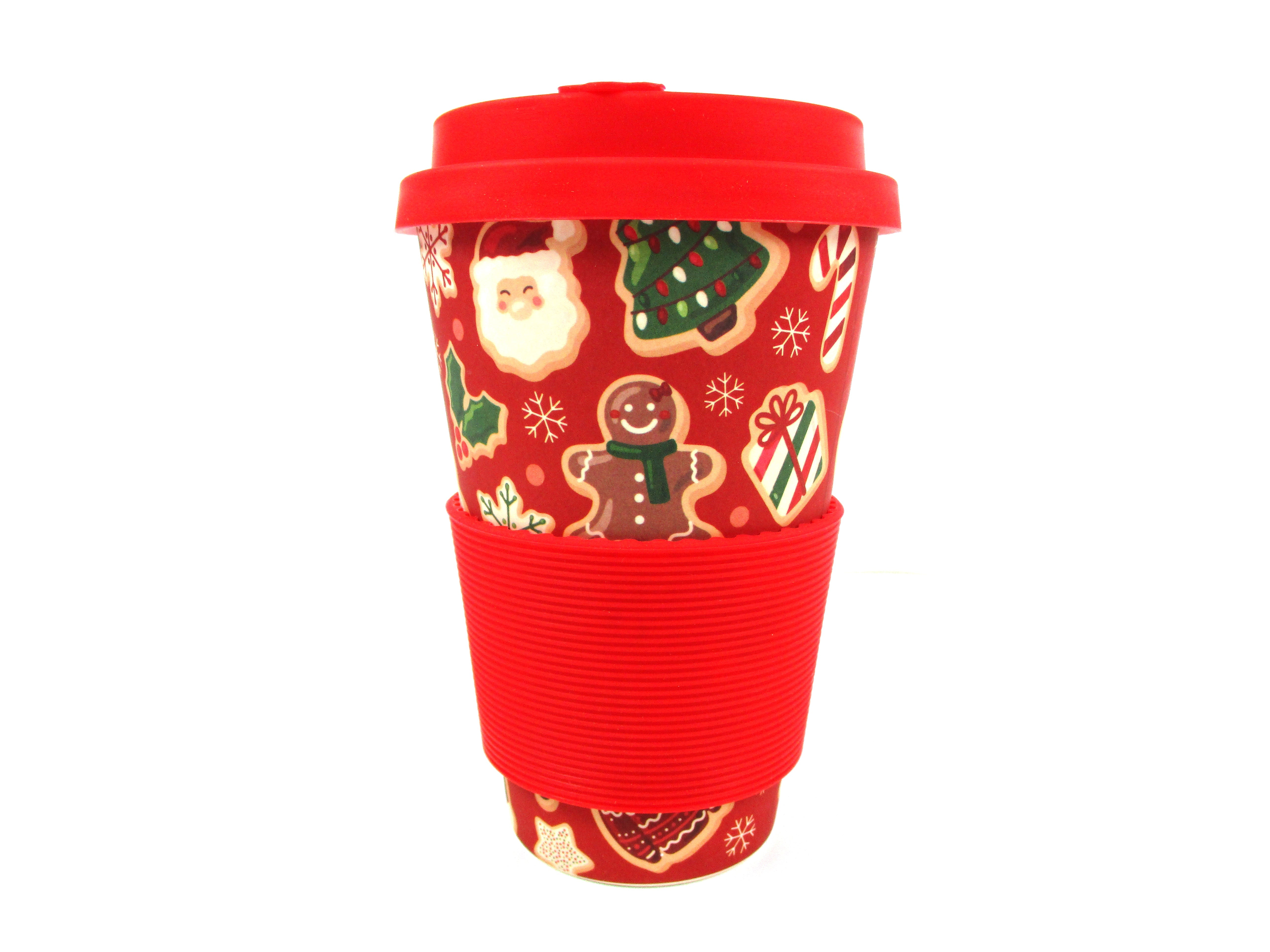 Eco-friendly Reusable Plant Fiber 14 Oz Travel Mug With Christmas Cookies Design