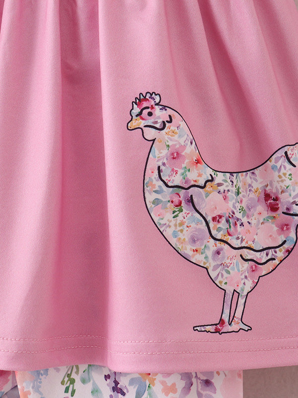 Pink Girls Farm Animals Bell Bottoms Outfit