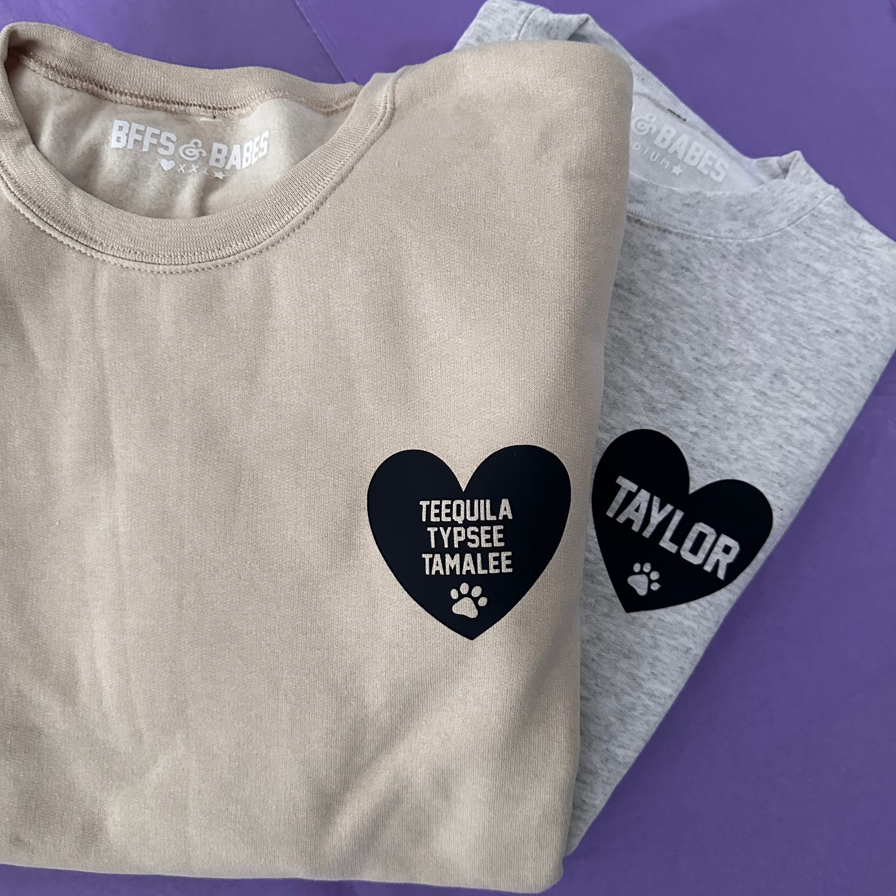 Heart U Most ♡ Beige Personalizable Sweatshirt With Paw Print