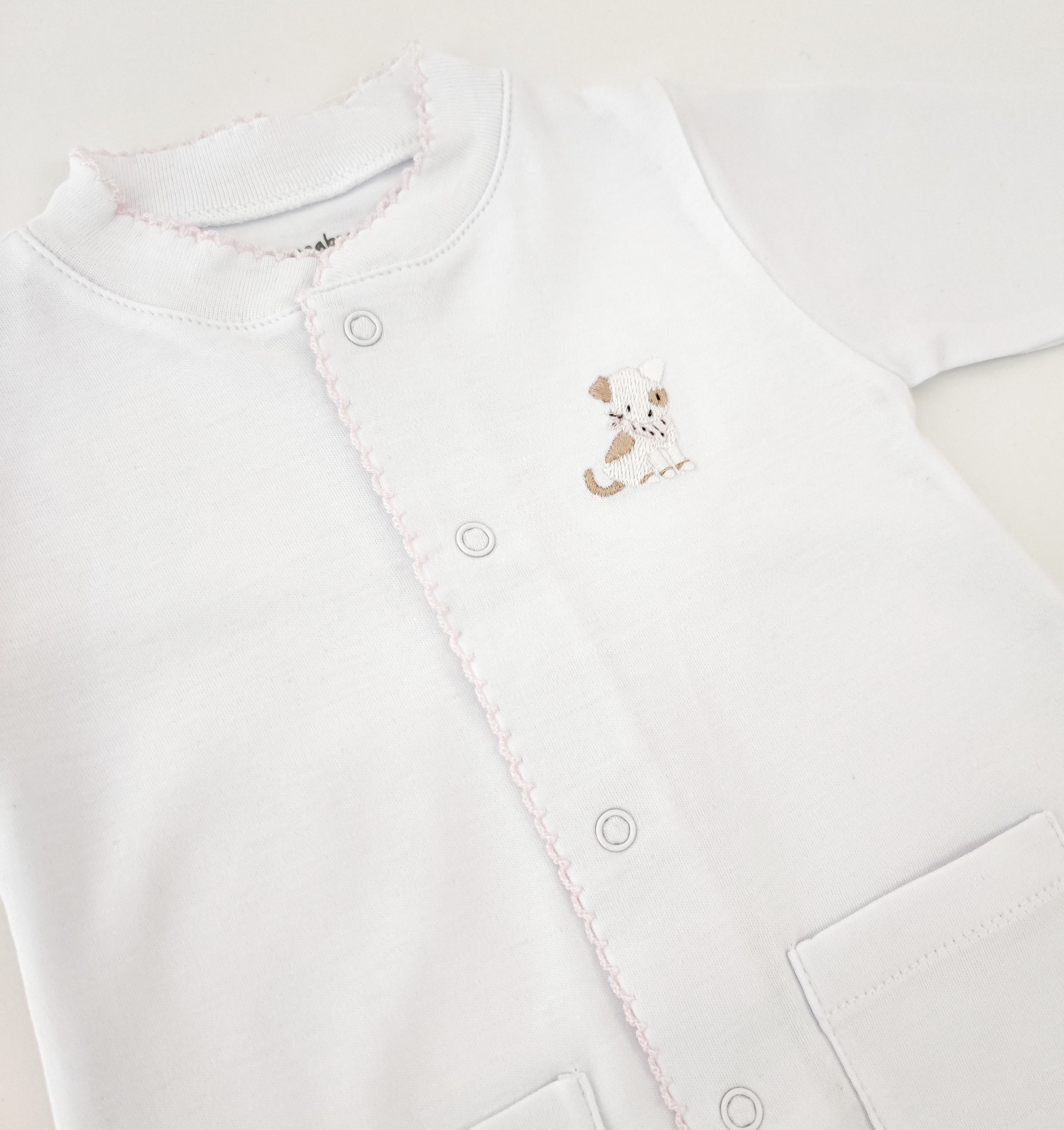 Pima Puppy Footie, White & Pink