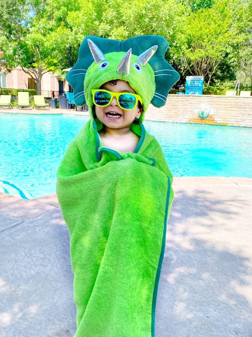 Bamboo Viscose Baby Hooded Towel Green Dinosaur