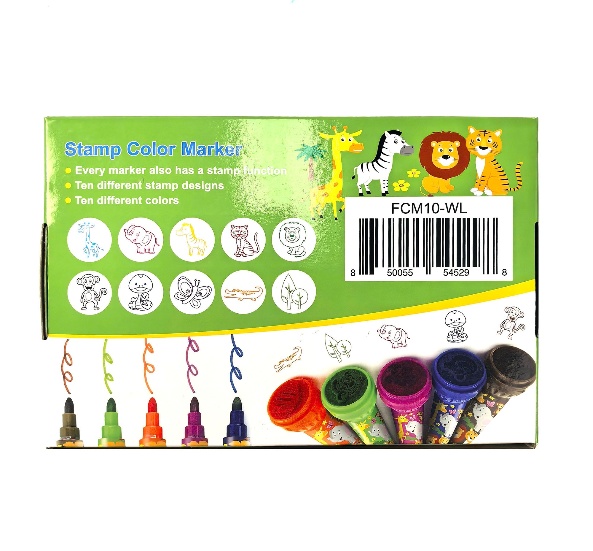 Wild Life Safari Animals Stamp Marker Set - Set Of 10