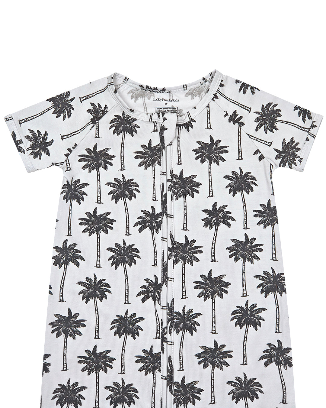 Bamboo Shorty Romper | Palm Style White