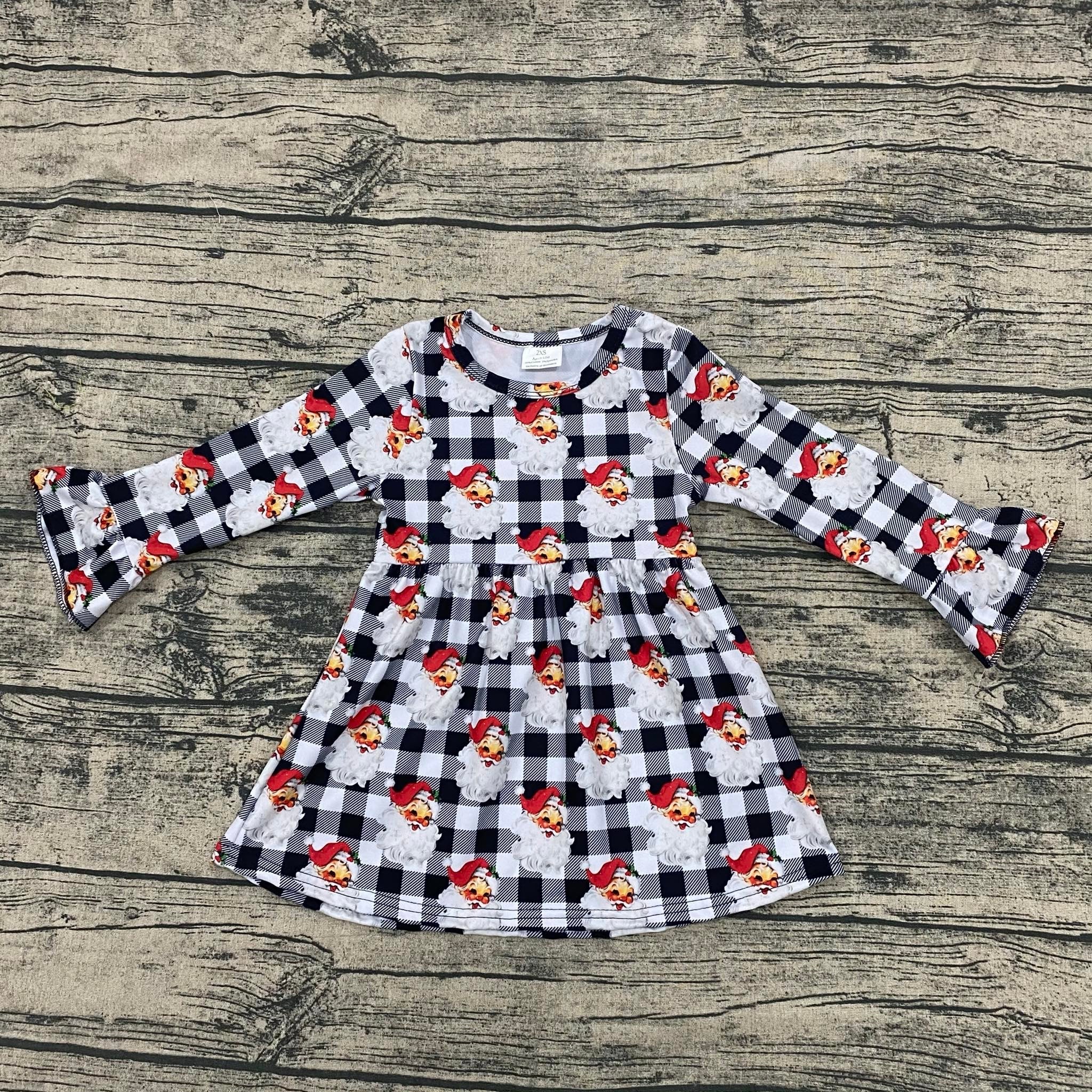 Checkered Santa Bell Sleeve Dress