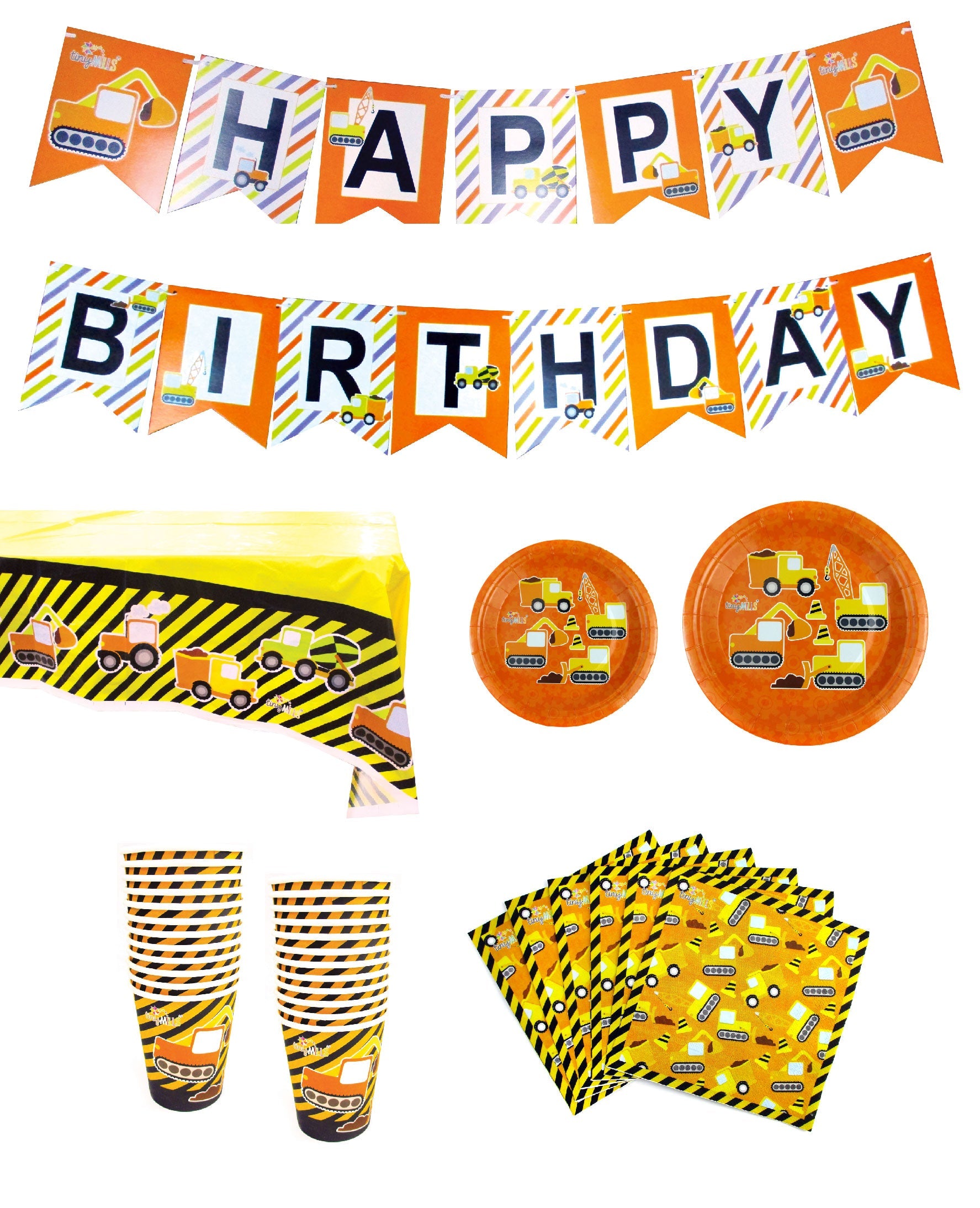 Construction Party Supplies Set For 12 Guests
