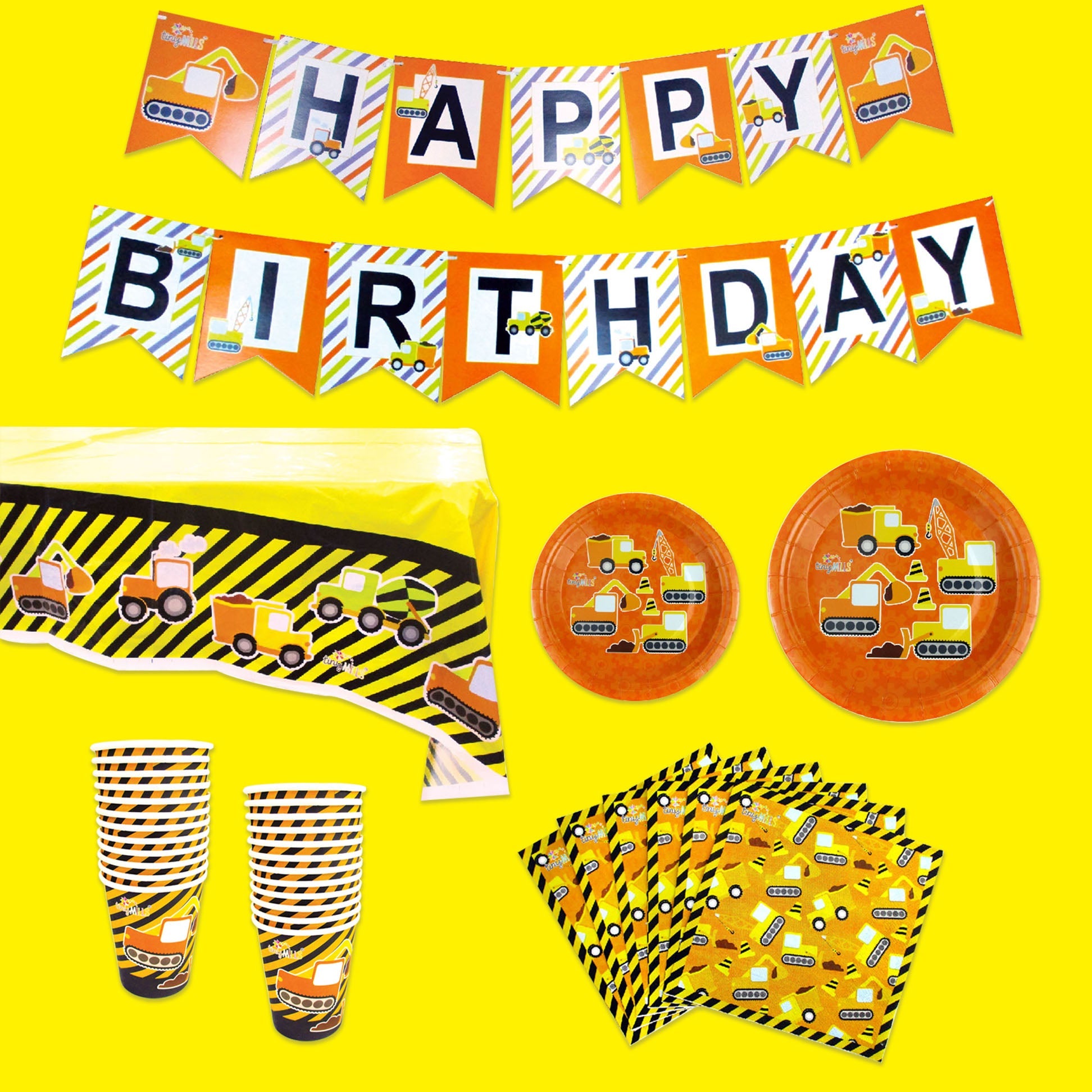 Construction Party Supplies Set For 12 Guests