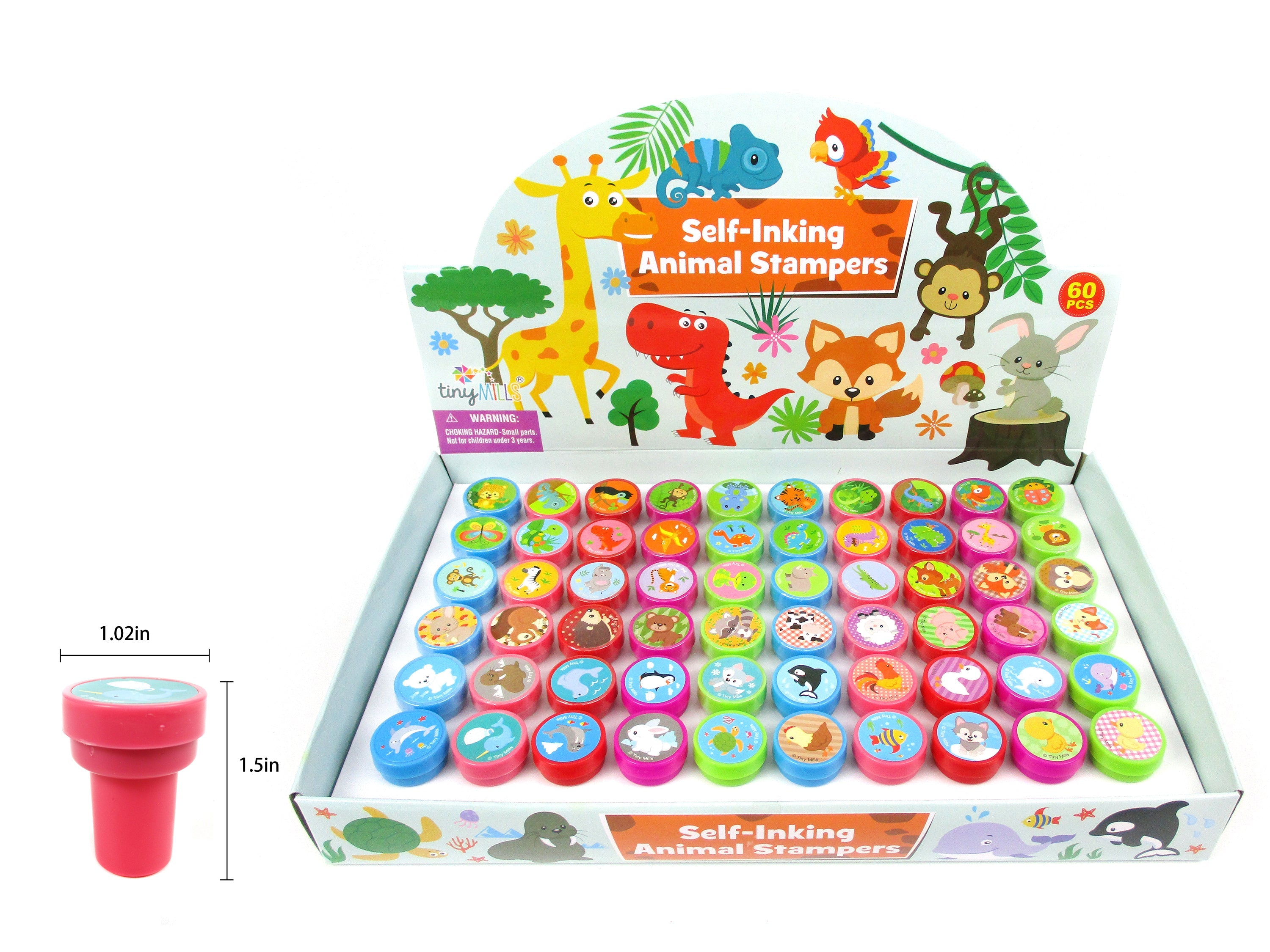 Assorted Animals Stampers For Kids - 60 Pcs