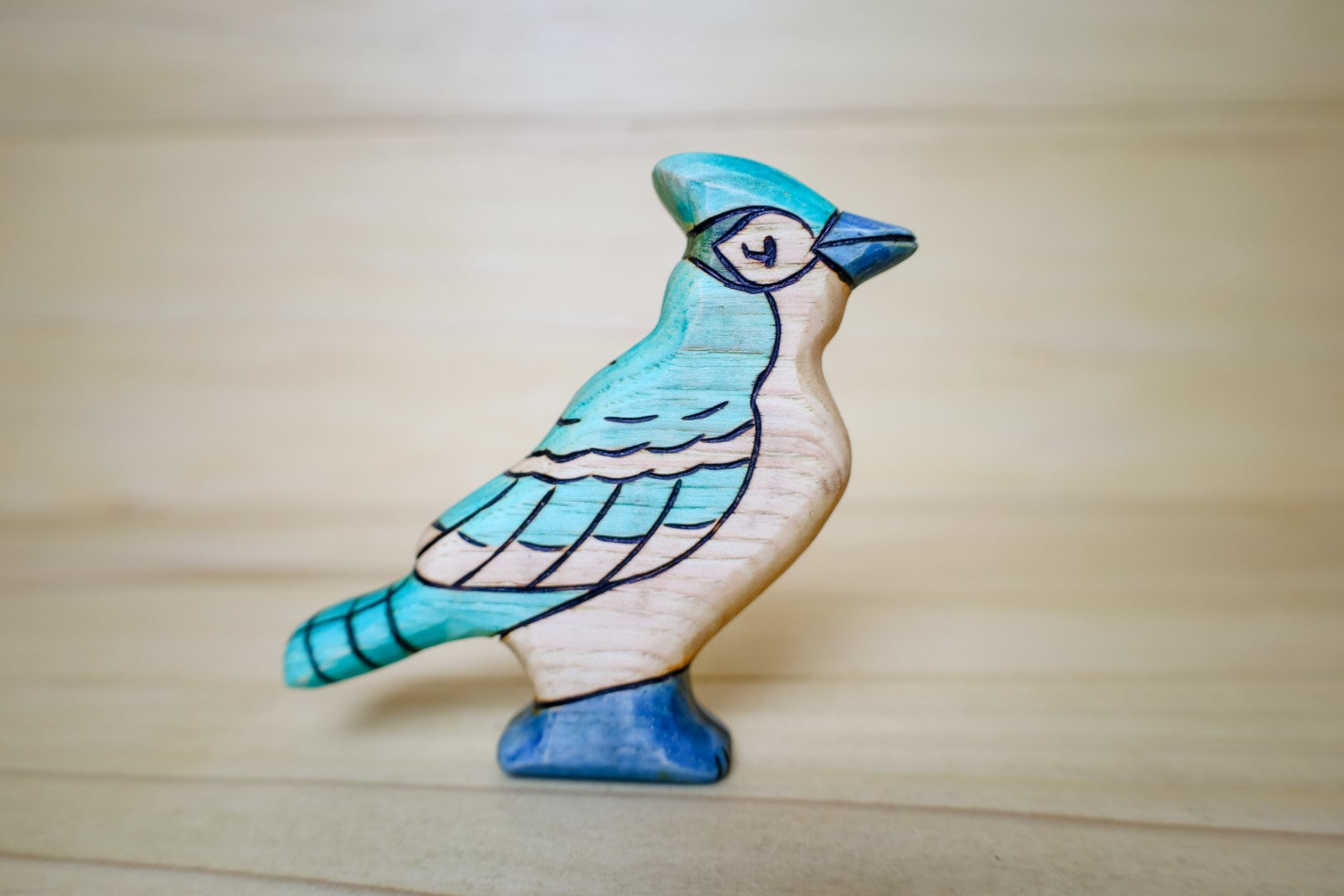 Wooden Blue Jay Bird Toy